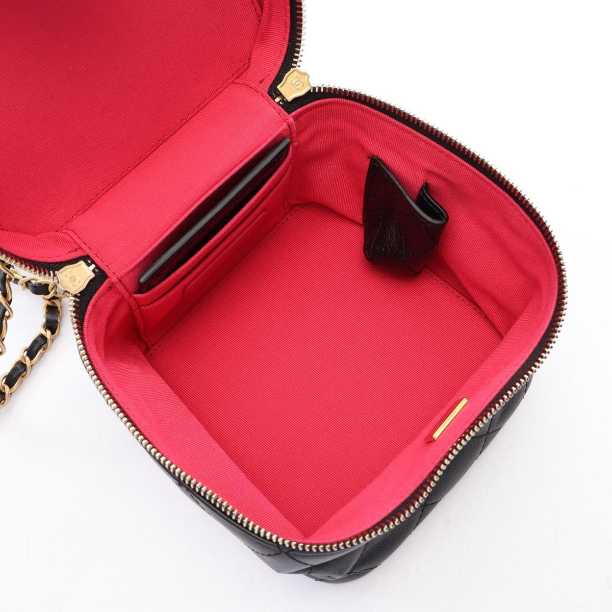 Chanel Black Leather Handbag Shoulder Bag Vanity Bag (Pre-Owned)