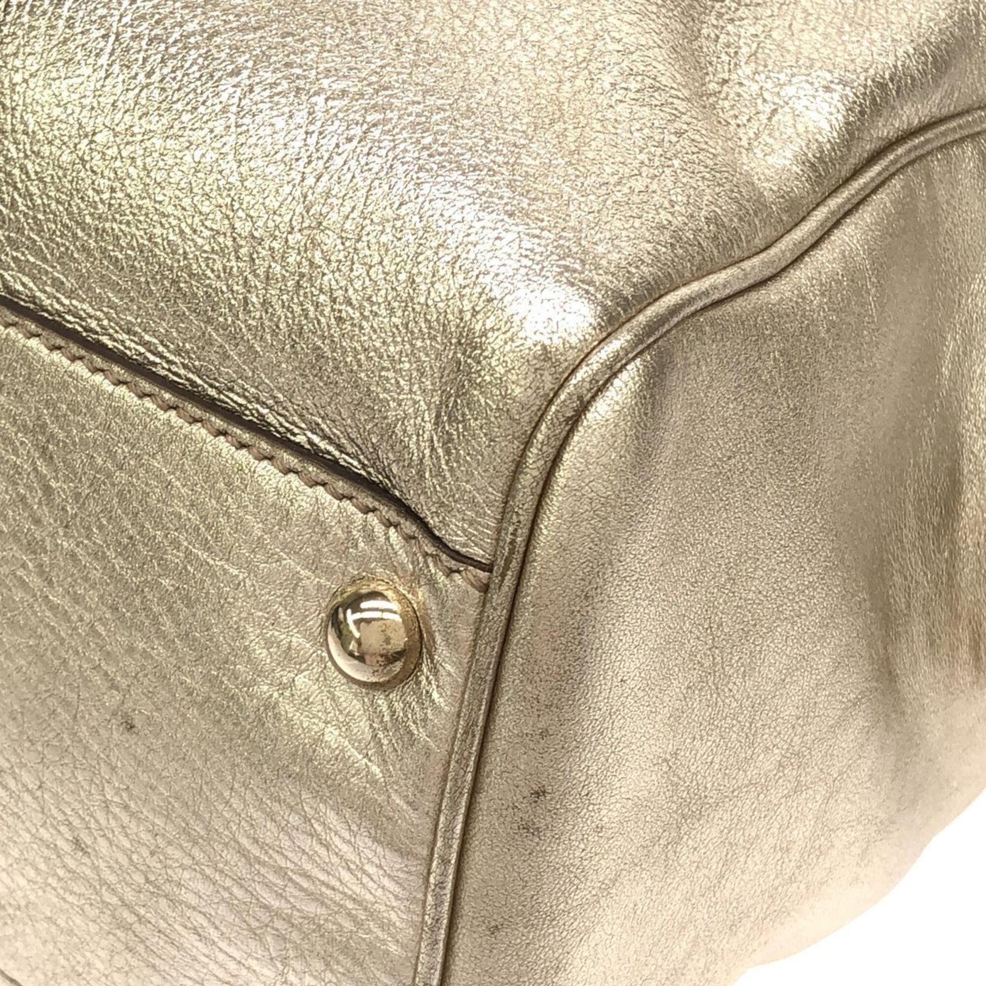 Gucci Metallic Gold Leather Boston Bag (Pre-Owned)