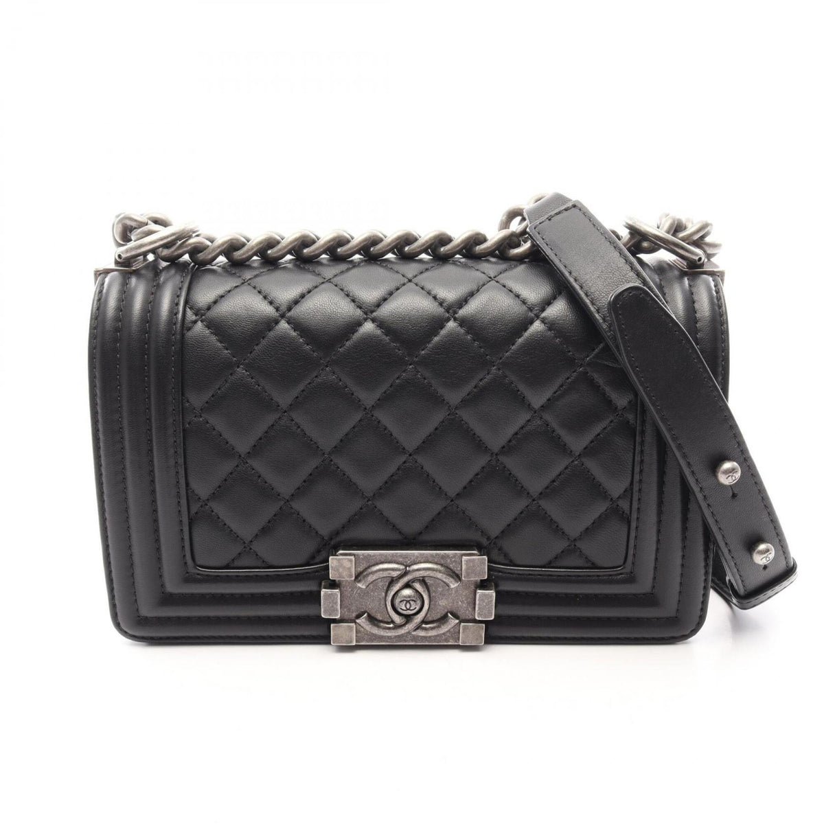 Chanel Black Leather Handbag Shoulder Bag (Pre-Owned)
