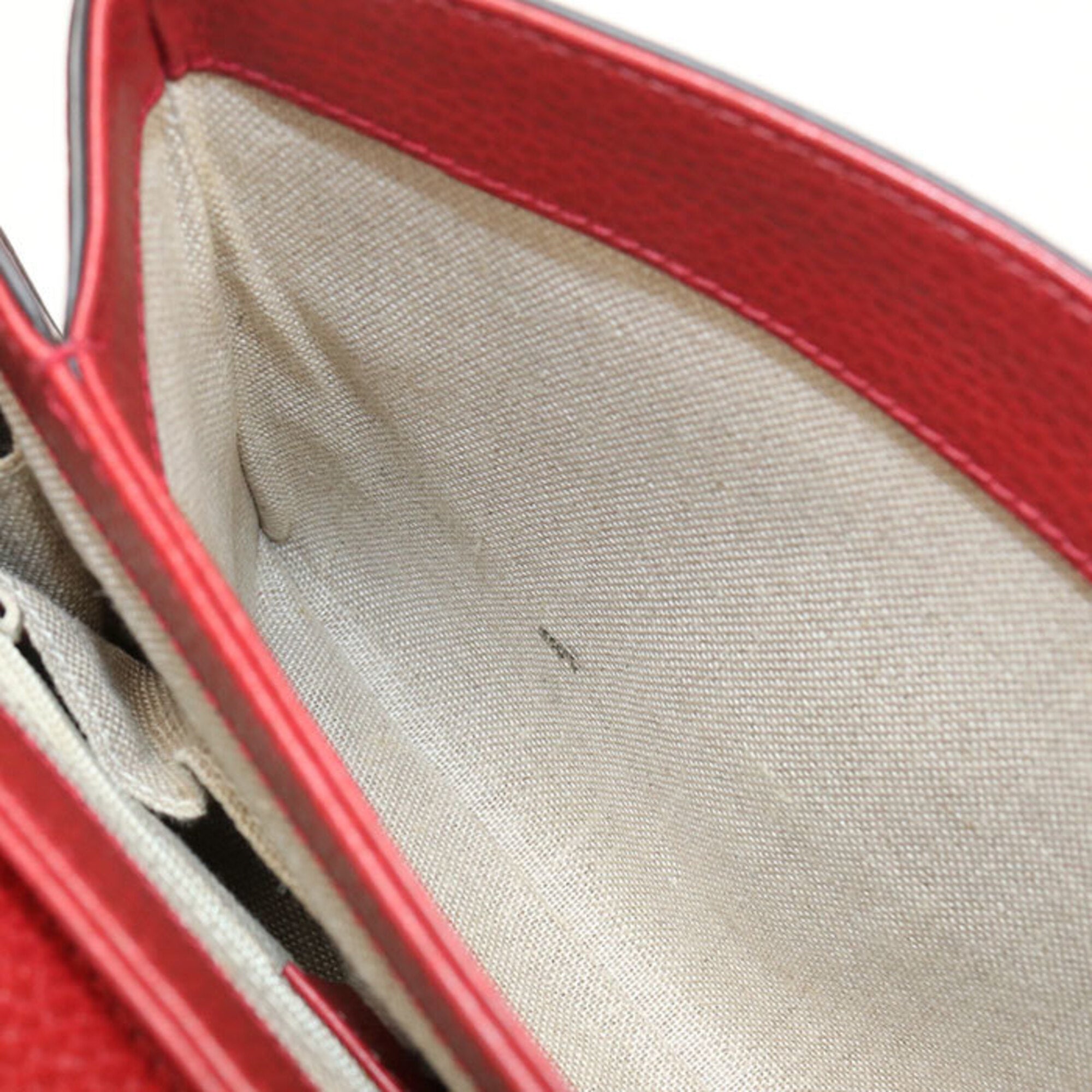 Gucci Red Color Leather Shoulder Bag (Pre-Owned)
