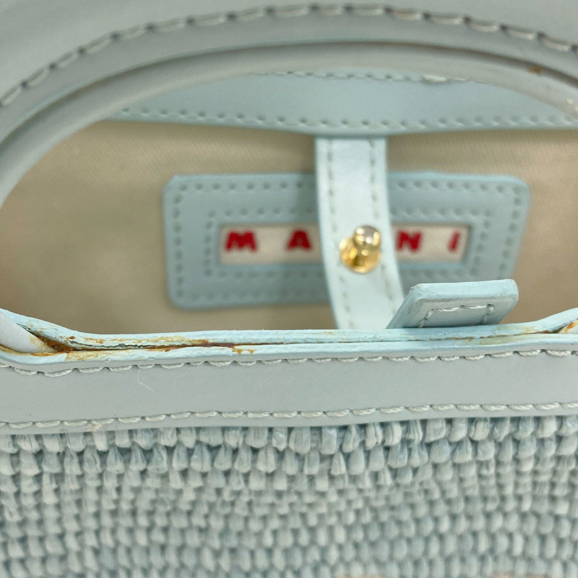 Marni Light Blue Raffia Leather Handbag (Pre-Owned)