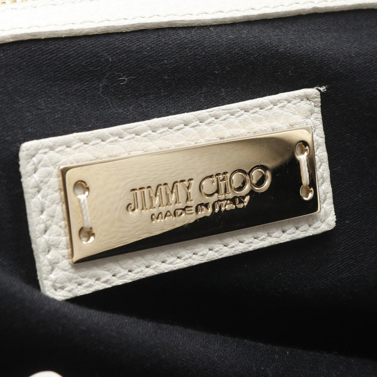 Jimmy Choo Black White Leather Handbag Tote Bag (Pre-Owned)