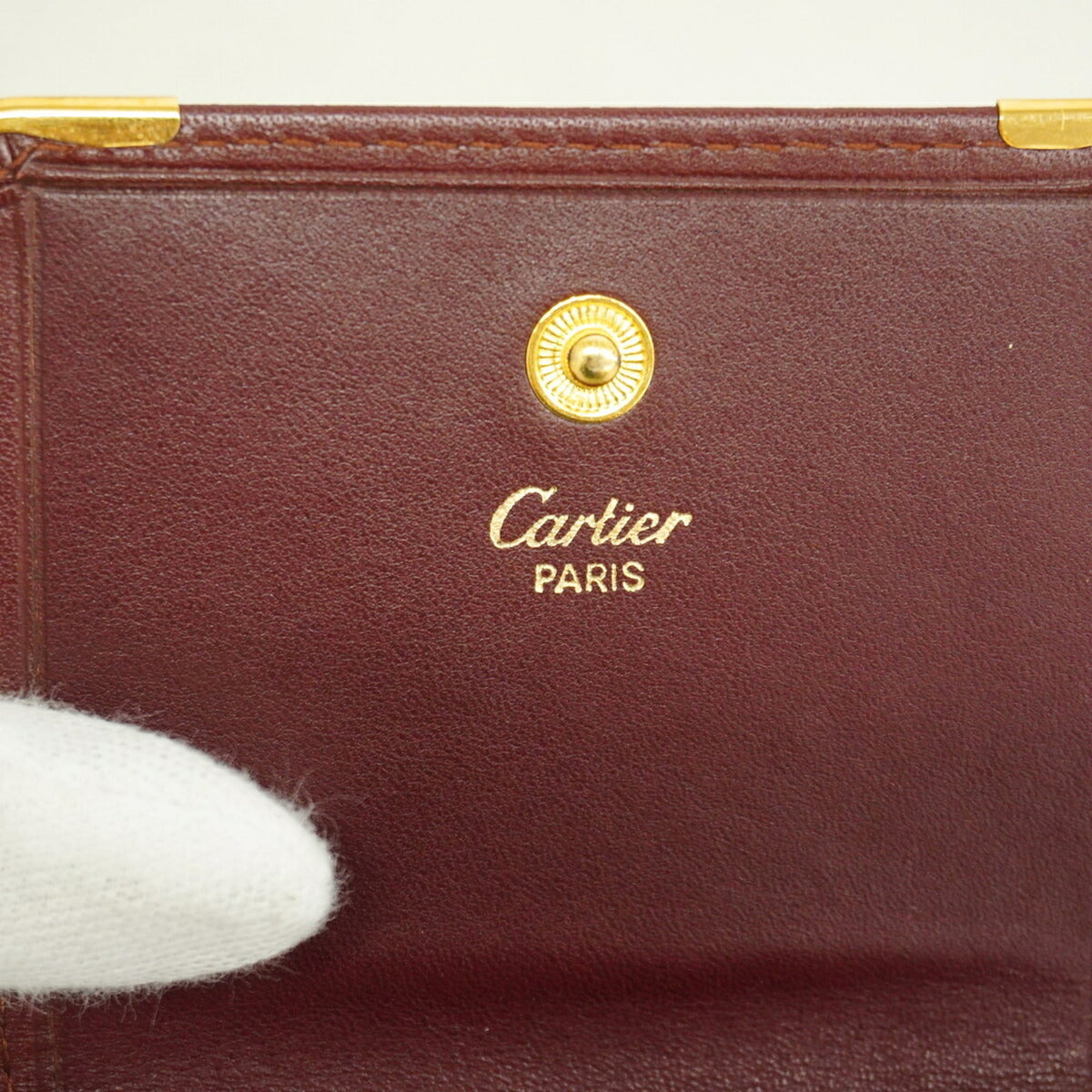 Cartier Bordeaux Leather Coin Purse/Coin Case (Pre-Owned)