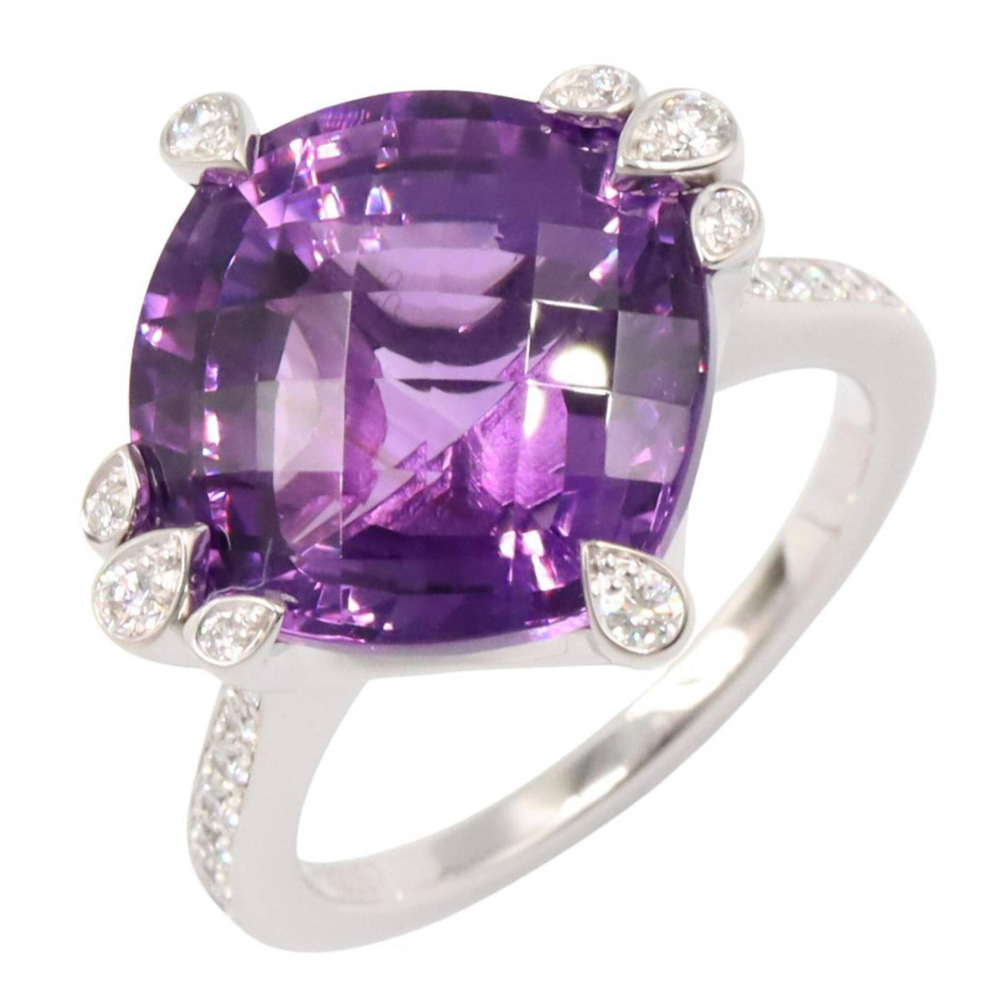 Cartier Silver Clear Purple White Gold (18K) Band Ring (Pre-Owned)