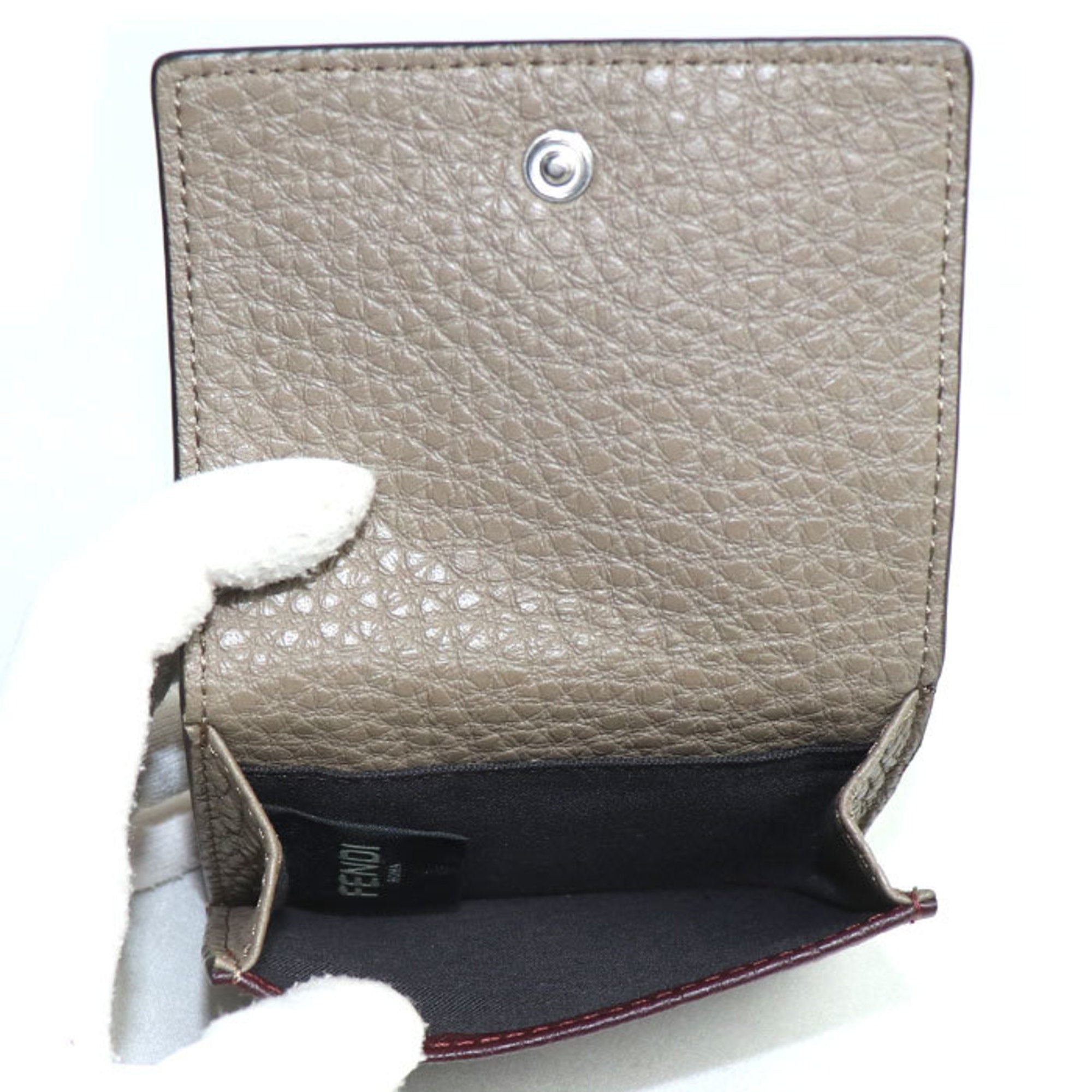 Fendi Bordeaux Leather Wallet (Tri-Fold) (Pre-Owned)