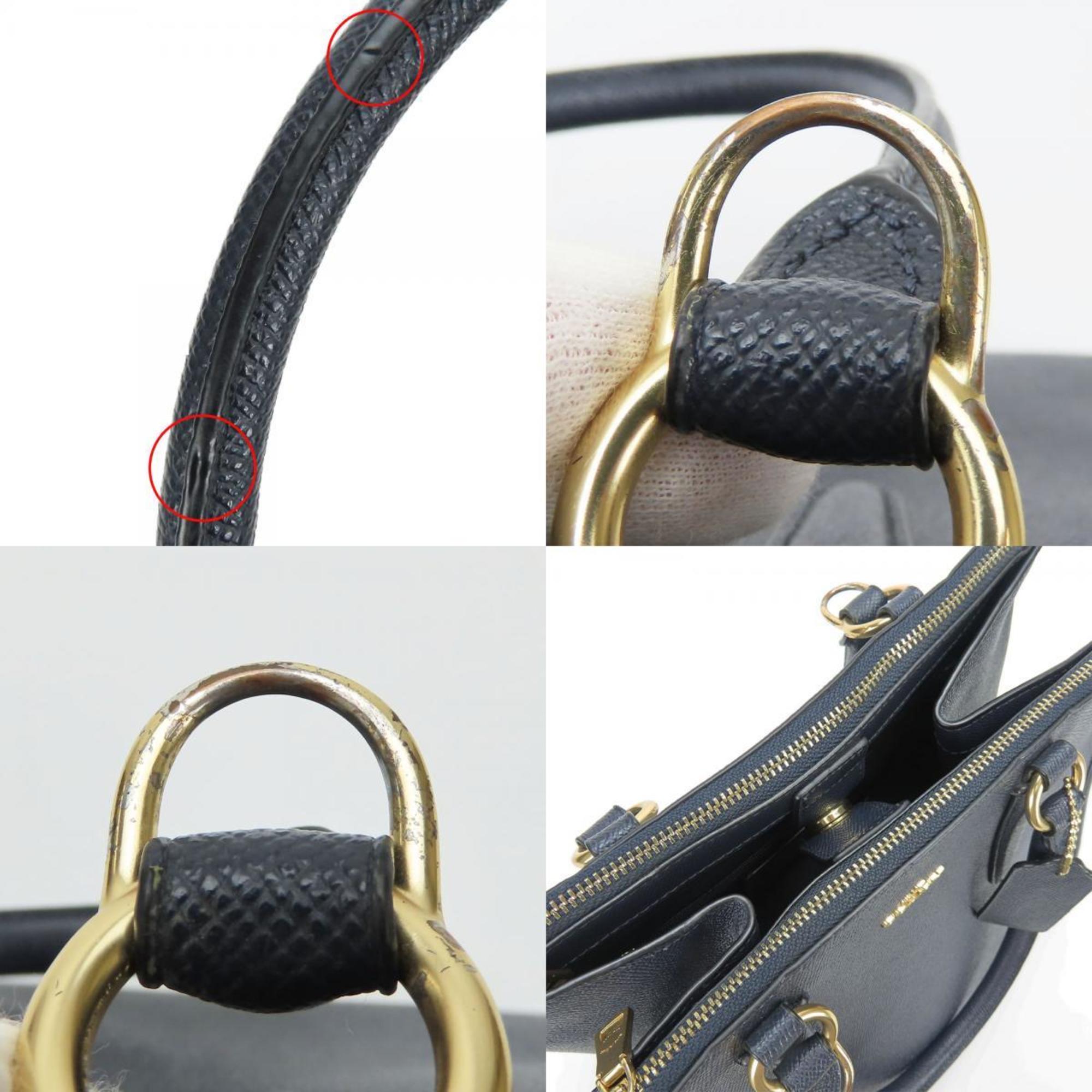 Coach Navy Leather Handbag (Pre-Owned)