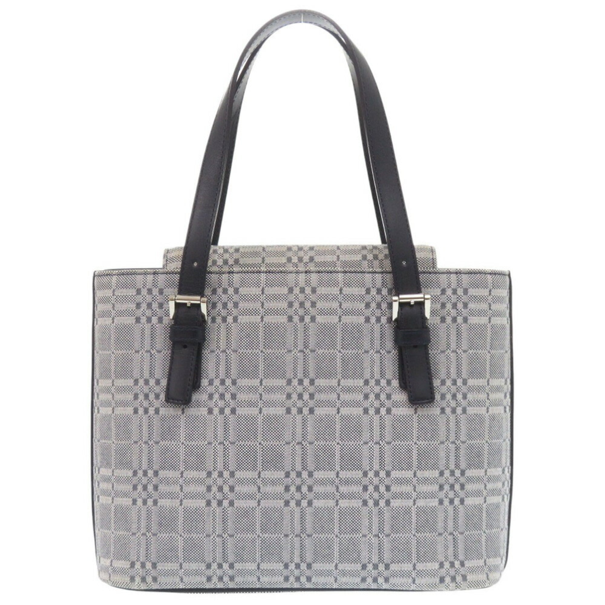 Burberry Gray Canvas Leather Handbag (Pre-Owned)