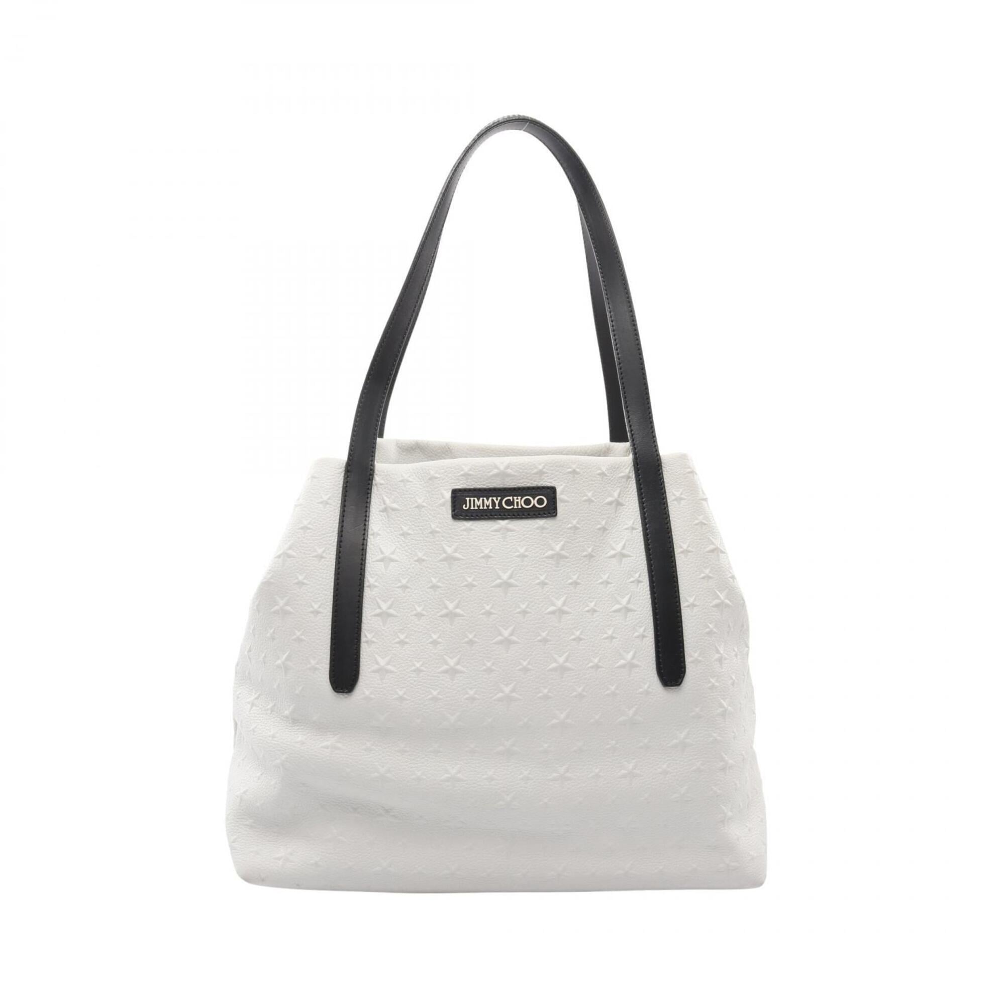 Jimmy Choo Black White Leather Handbag Tote Bag (Pre-Owned)