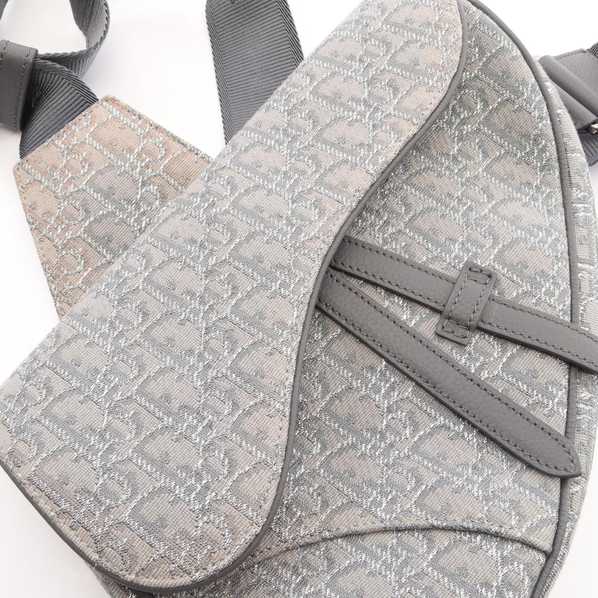 Christian Dior Gray Canvas Leather Fanny Pack Handbag Saddle Bag (Pre-Owned)