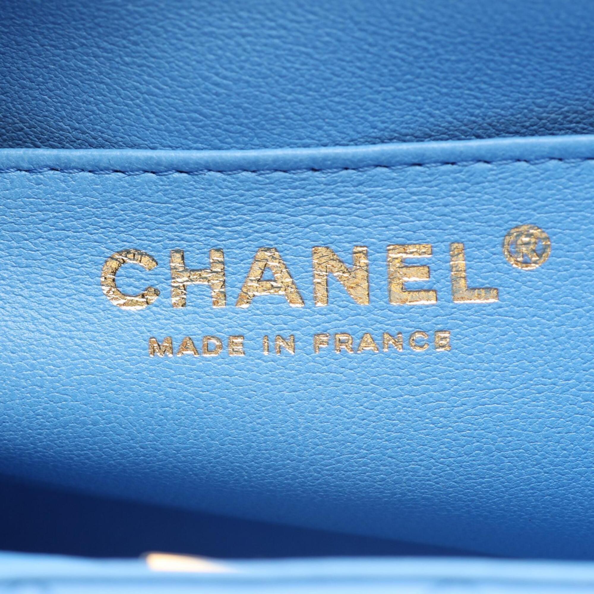 Chanel Blue Leather Handbag Shoulder Bag (Pre-Owned)