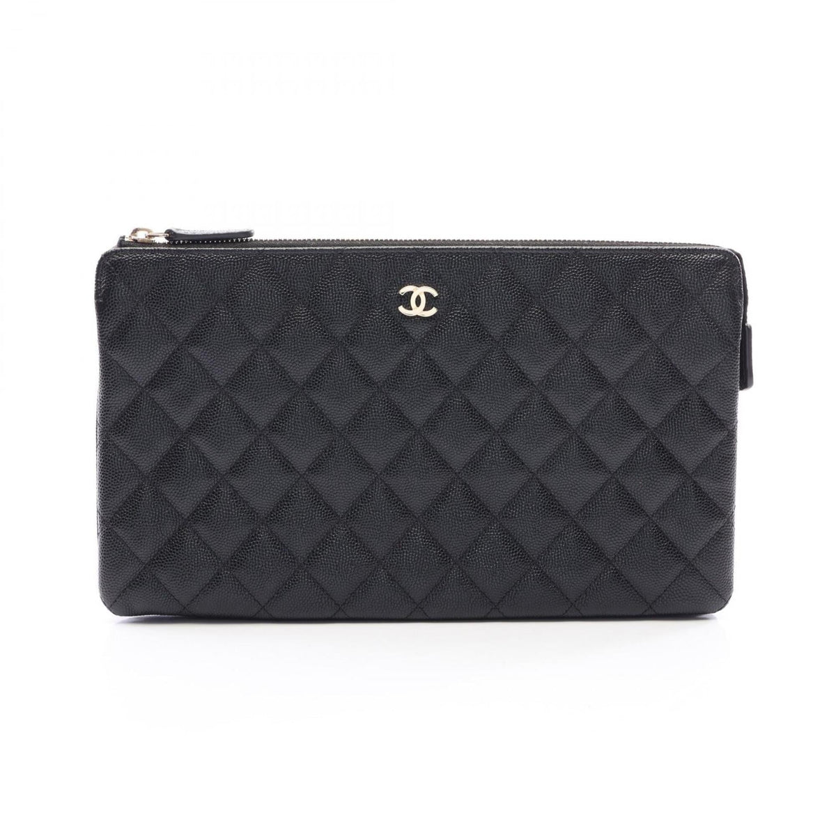 Chanel Black Grained Calfskin Clutch Bag Handbag (Pre-Owned)