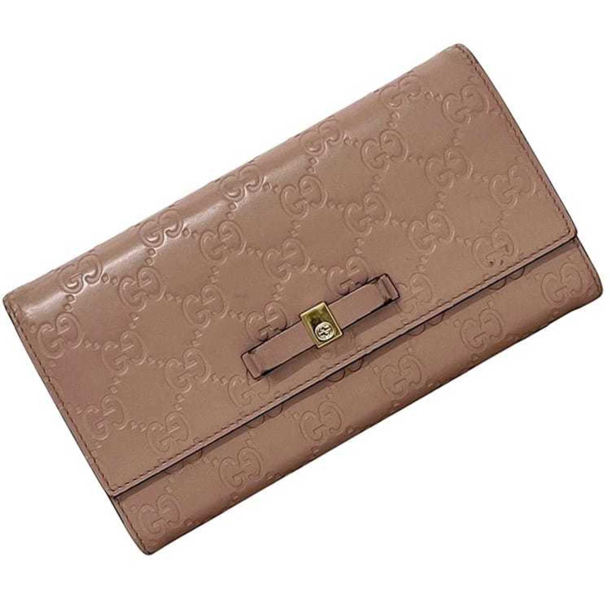 Gucci Beige Pink Leather Long Wallet (Bi-Fold) (Pre-Owned)