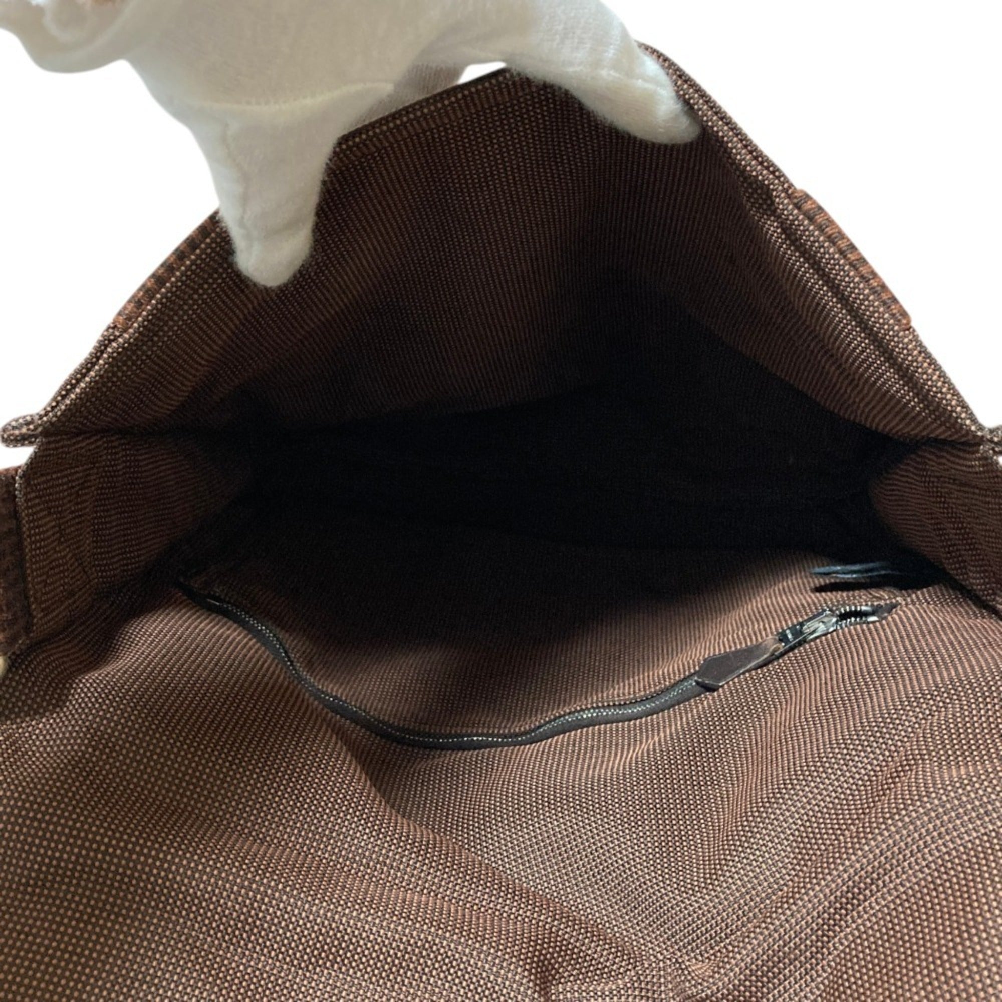 Hermes Brown Nylon Canvas Shoulder Bag (Pre-Owned)
