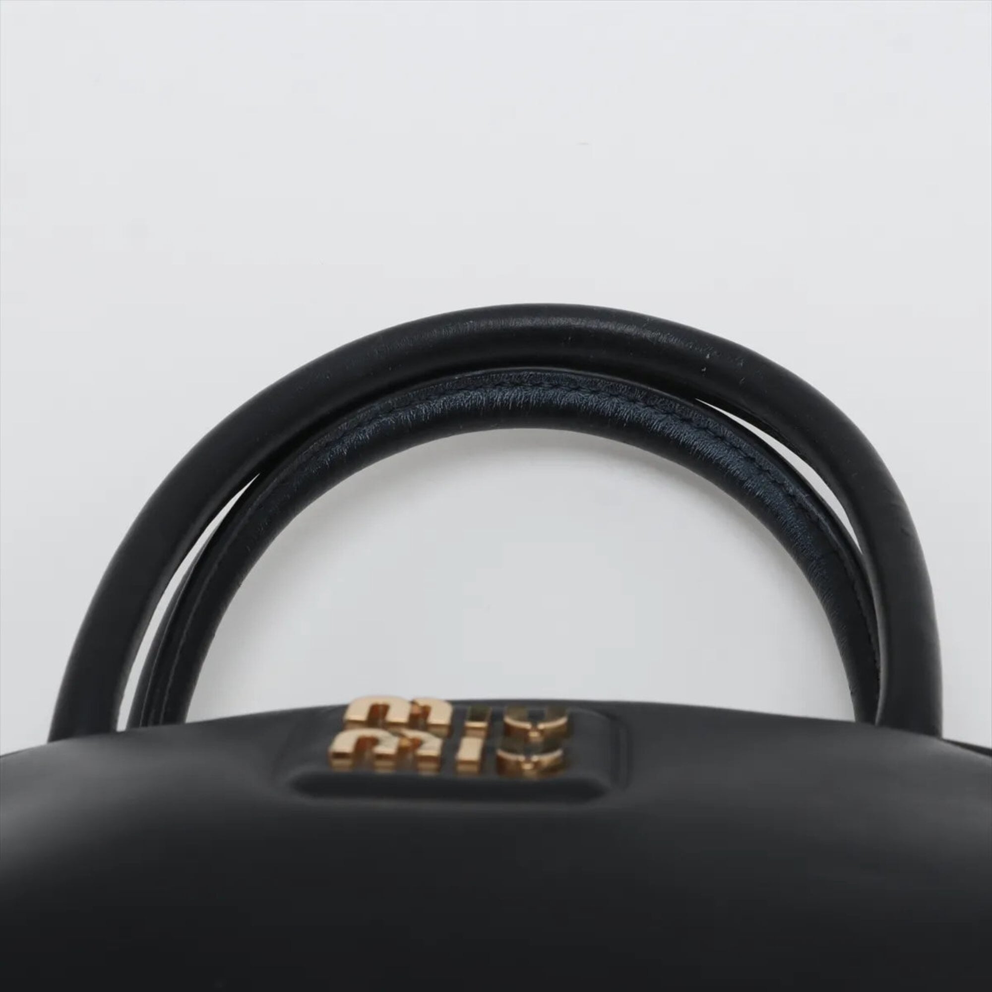 Miu Miu Black Leather Handbag Tote Bag (Pre-Owned)