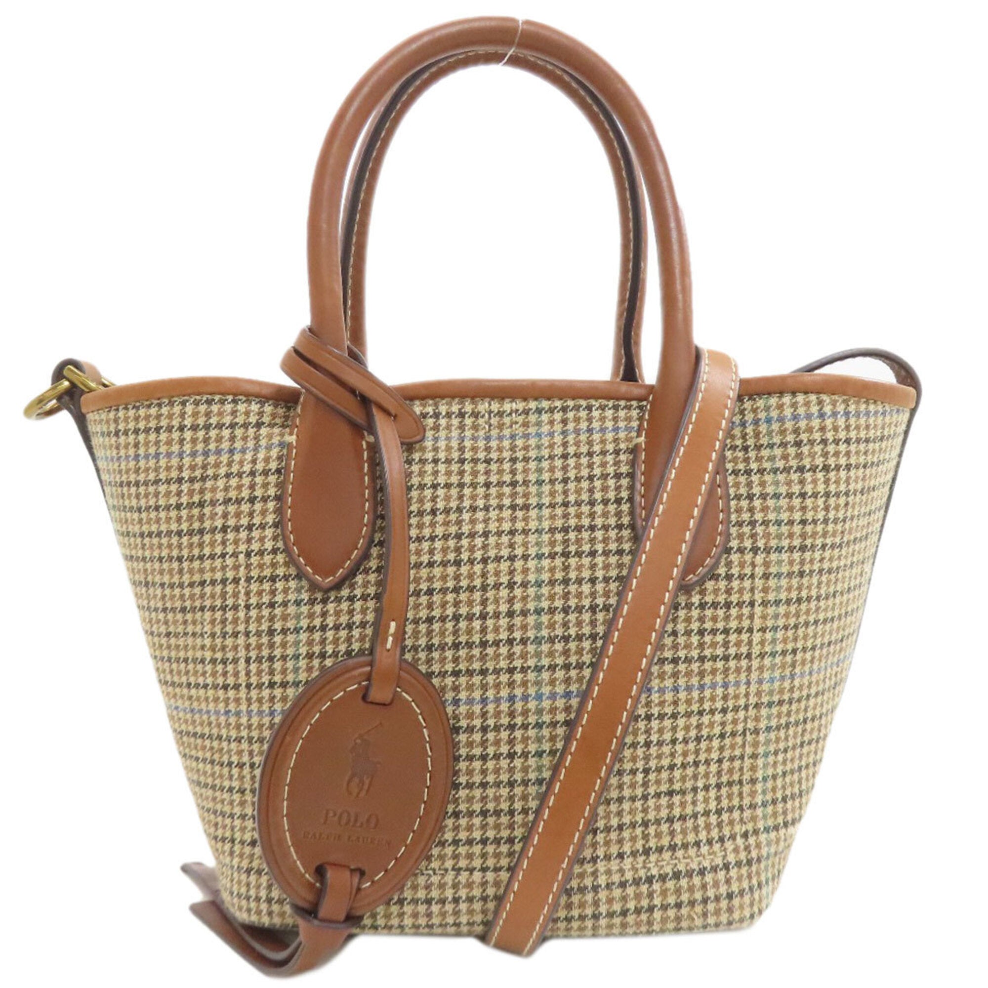 Ralph Lauren Brown Canvas Leather Handbag (Pre-Owned)