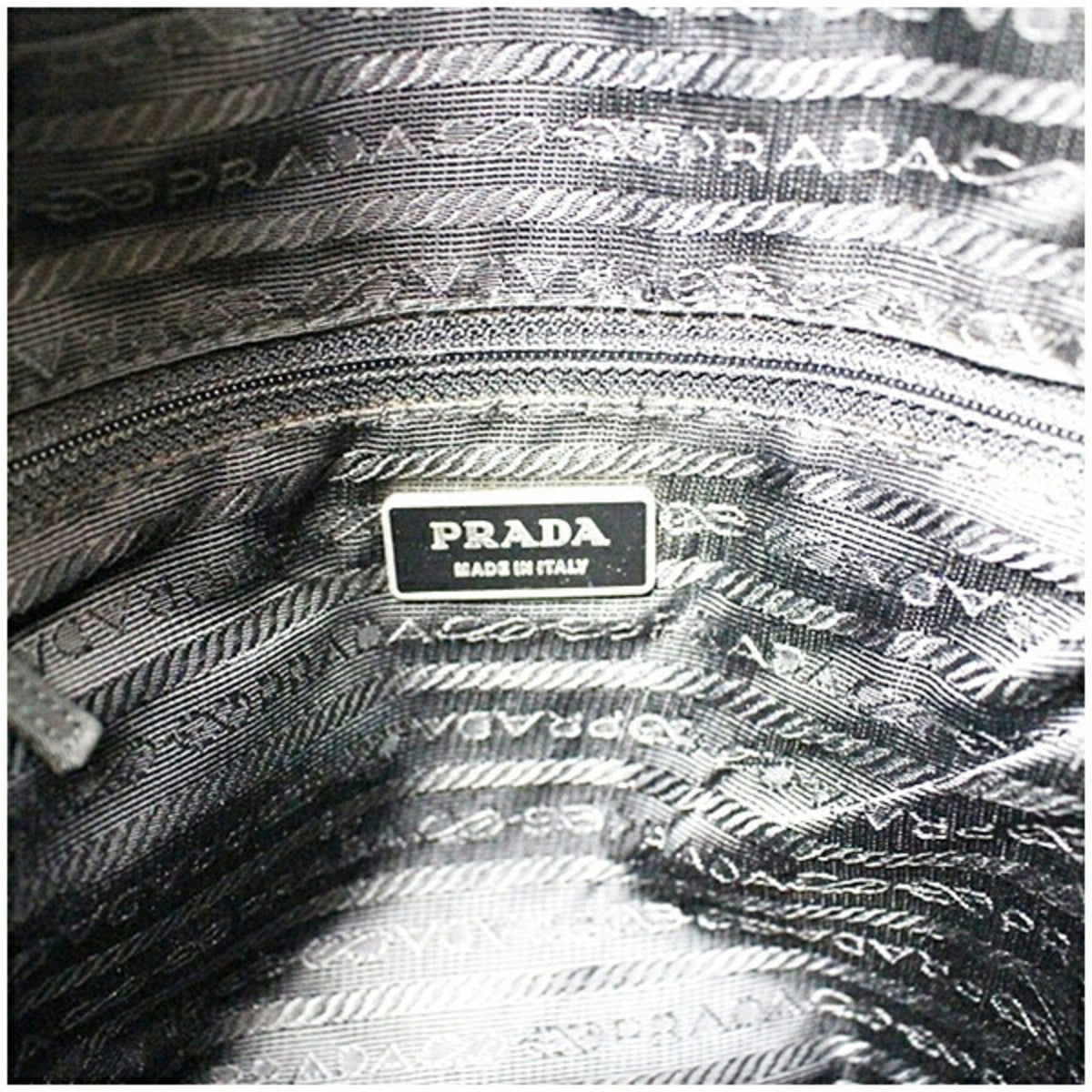 Prada Black White Nylon Shoulder Bag (Pre-Owned)