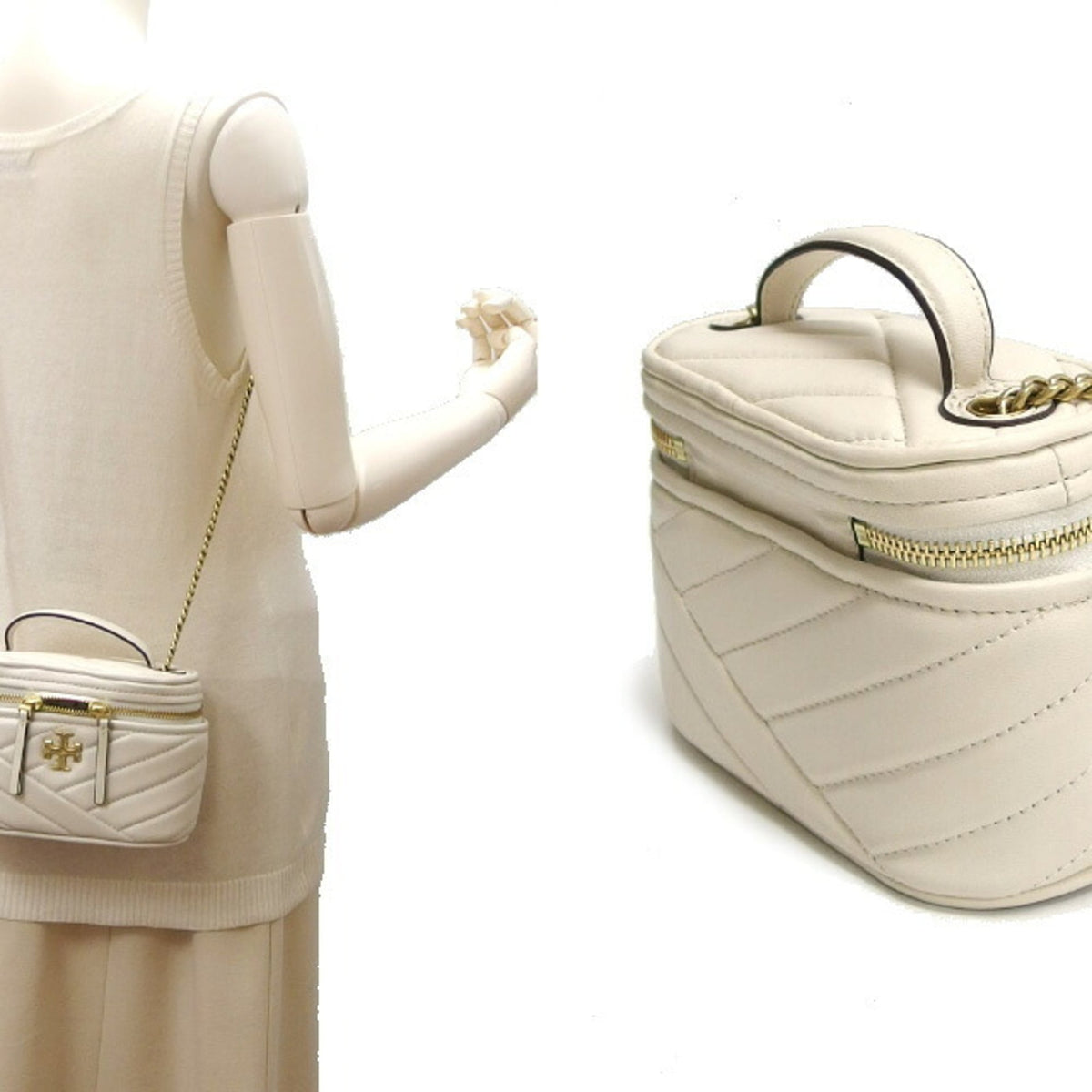 Tory Burch Agave White Leather Shoulder Bag (Pre-Owned)