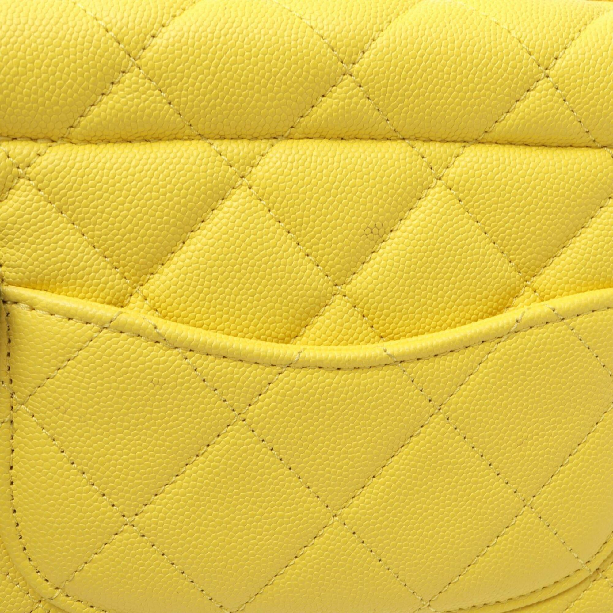 Chanel Yellow Grained Calfskin Handbag Shoulder Bag Vanity Bag (Pre-Owned)