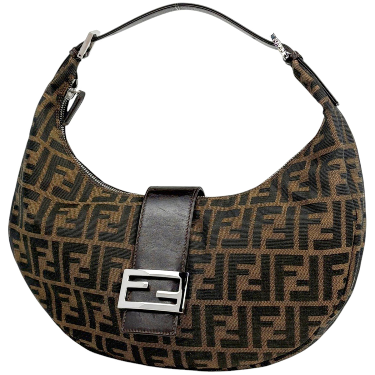Fendi Brown Canvas Leather Shoulder Bag (Pre-Owned)