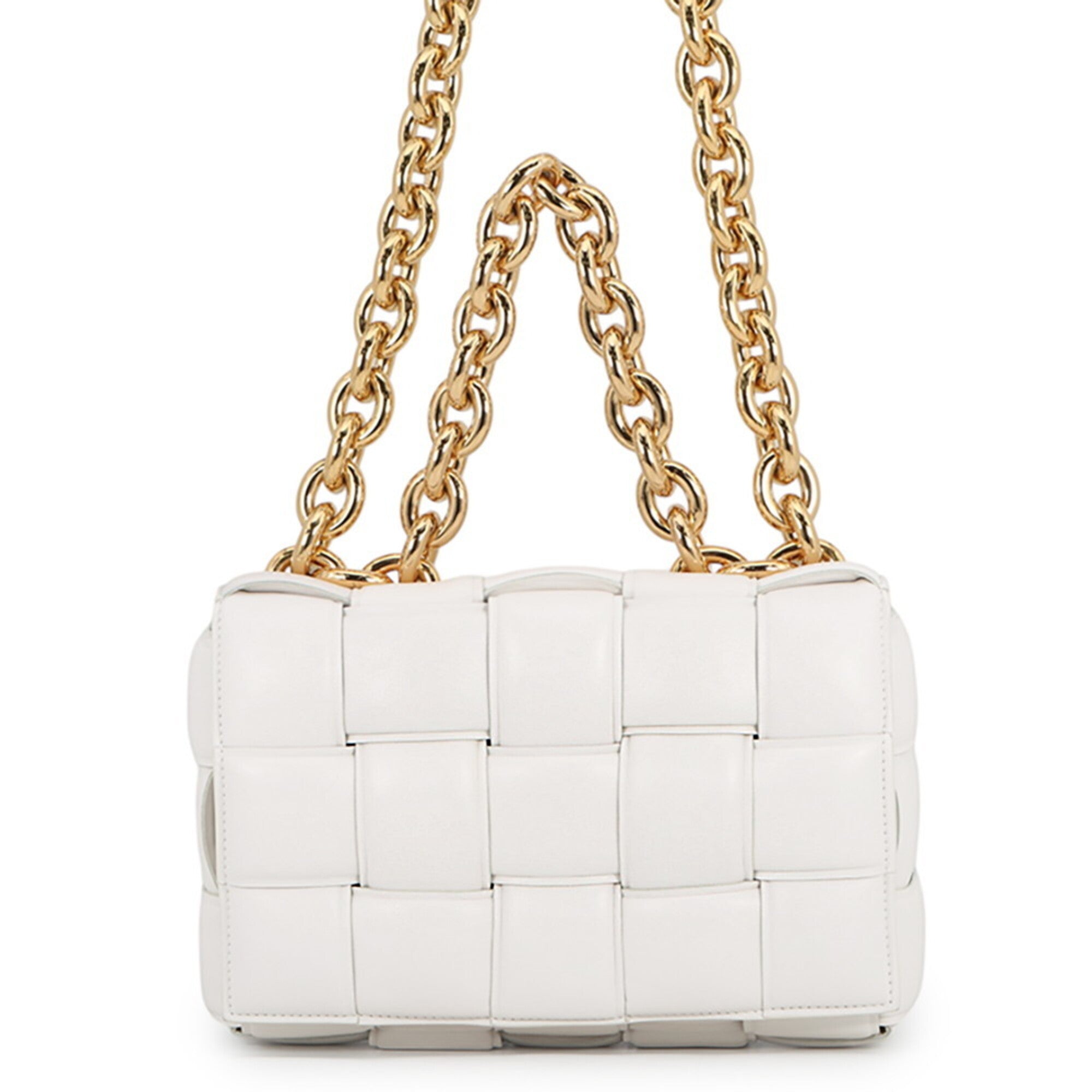 Bottega Veneta White Leather Handbag Shoulder Bag (Pre-Owned)