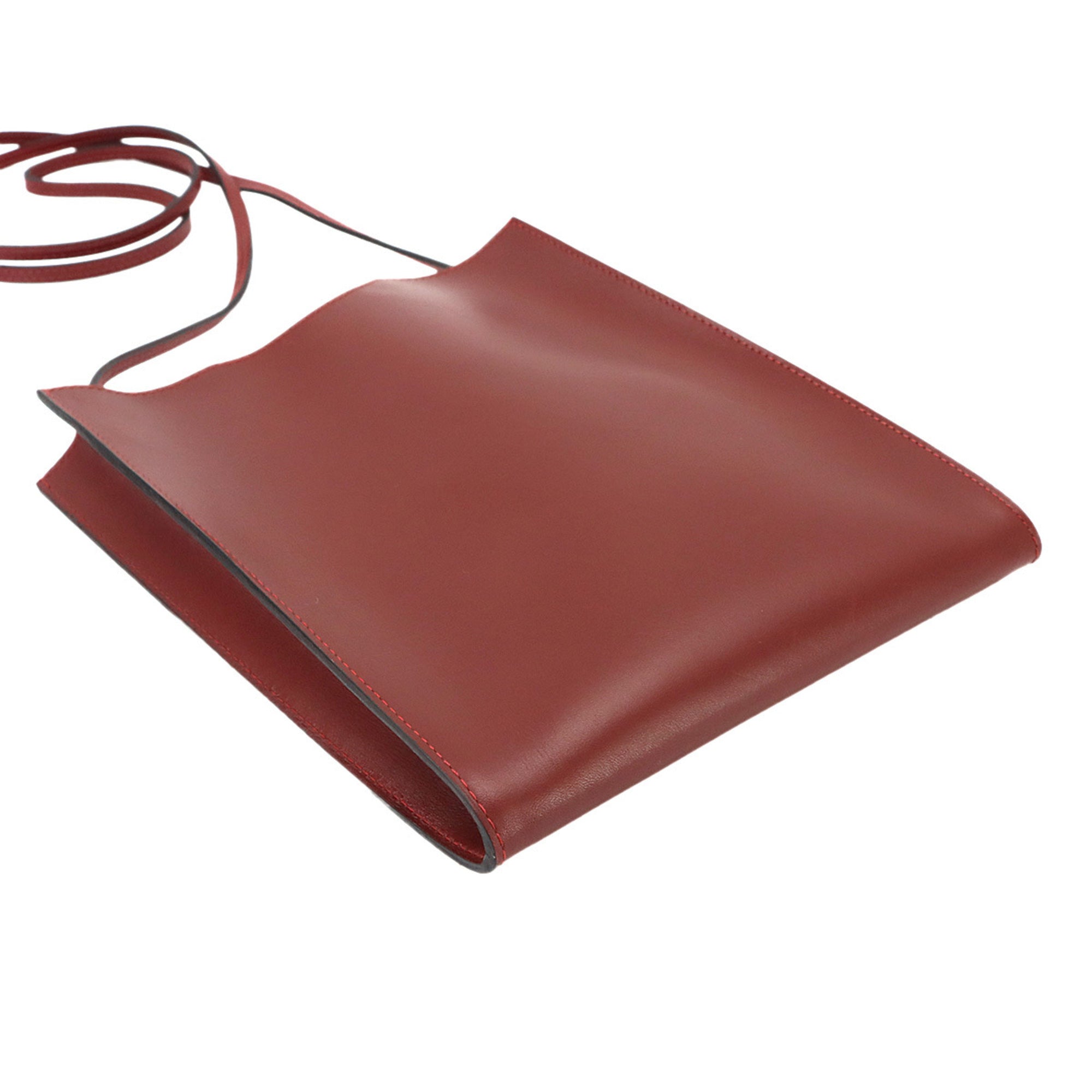 Hermes Rouge H Box Calf Leather Pochette Shoulder Bag (Pre-Owned)