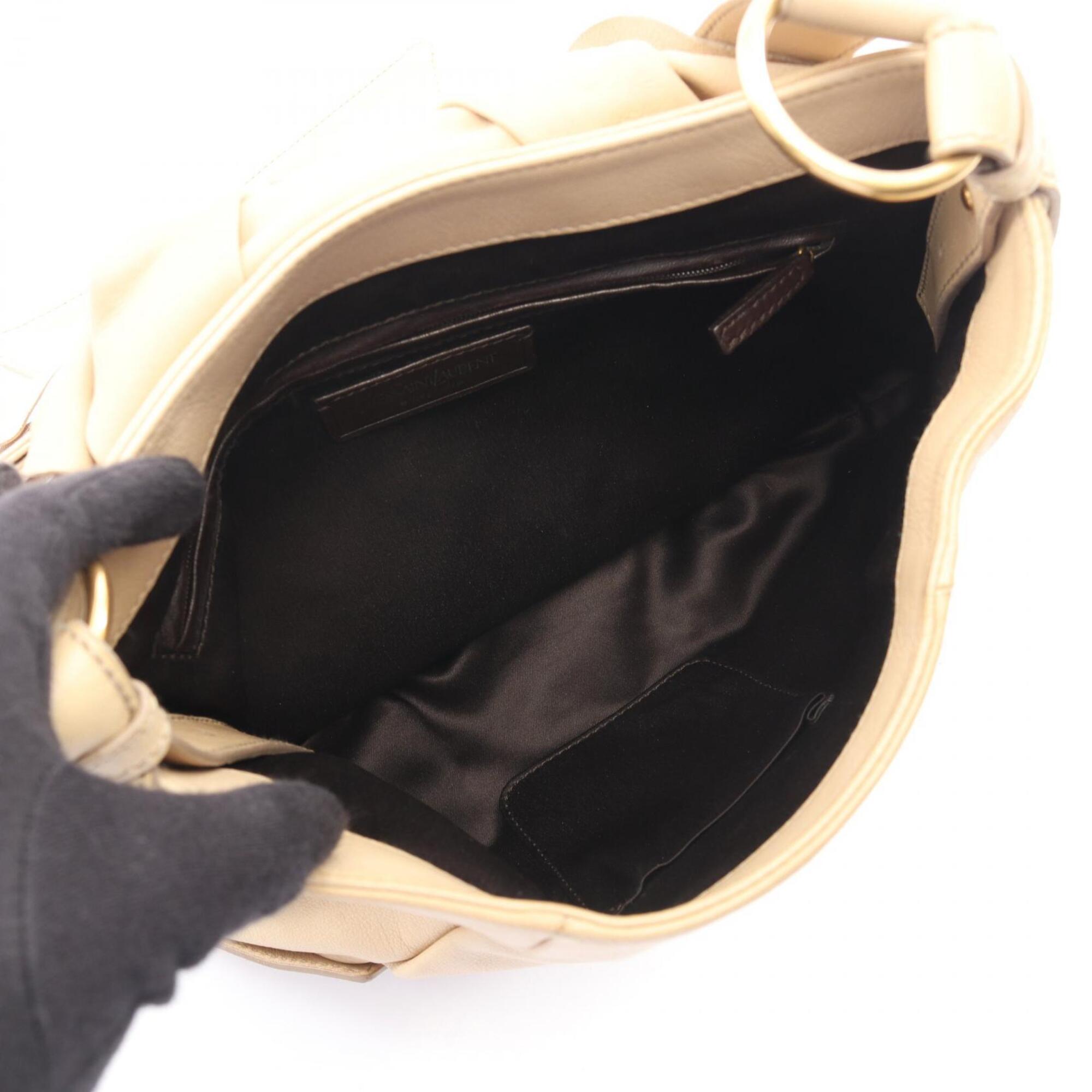 Yves Saint Laurent Beige Leather Handbag Shoulder Bag (Pre-Owned)