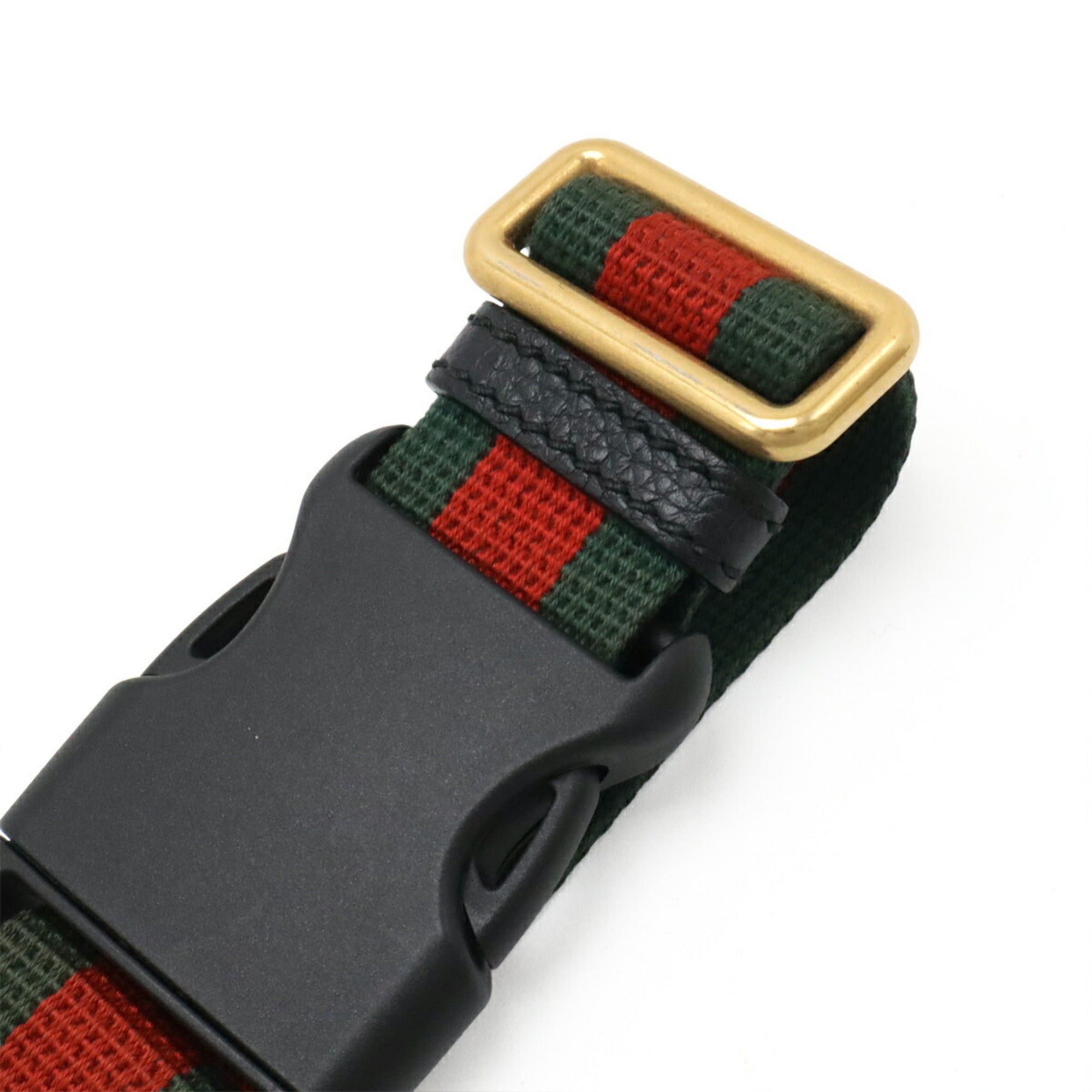 Gucci Black Green Red Color Leather Fanny Pack Sling Bag (Pre-Owned)