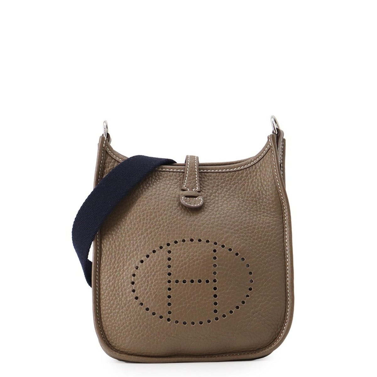 Hermes Blue Indigo Etoupe Gray Taurillon Clemence Leather Handbag Shoulder Bag (Pre-Owned)