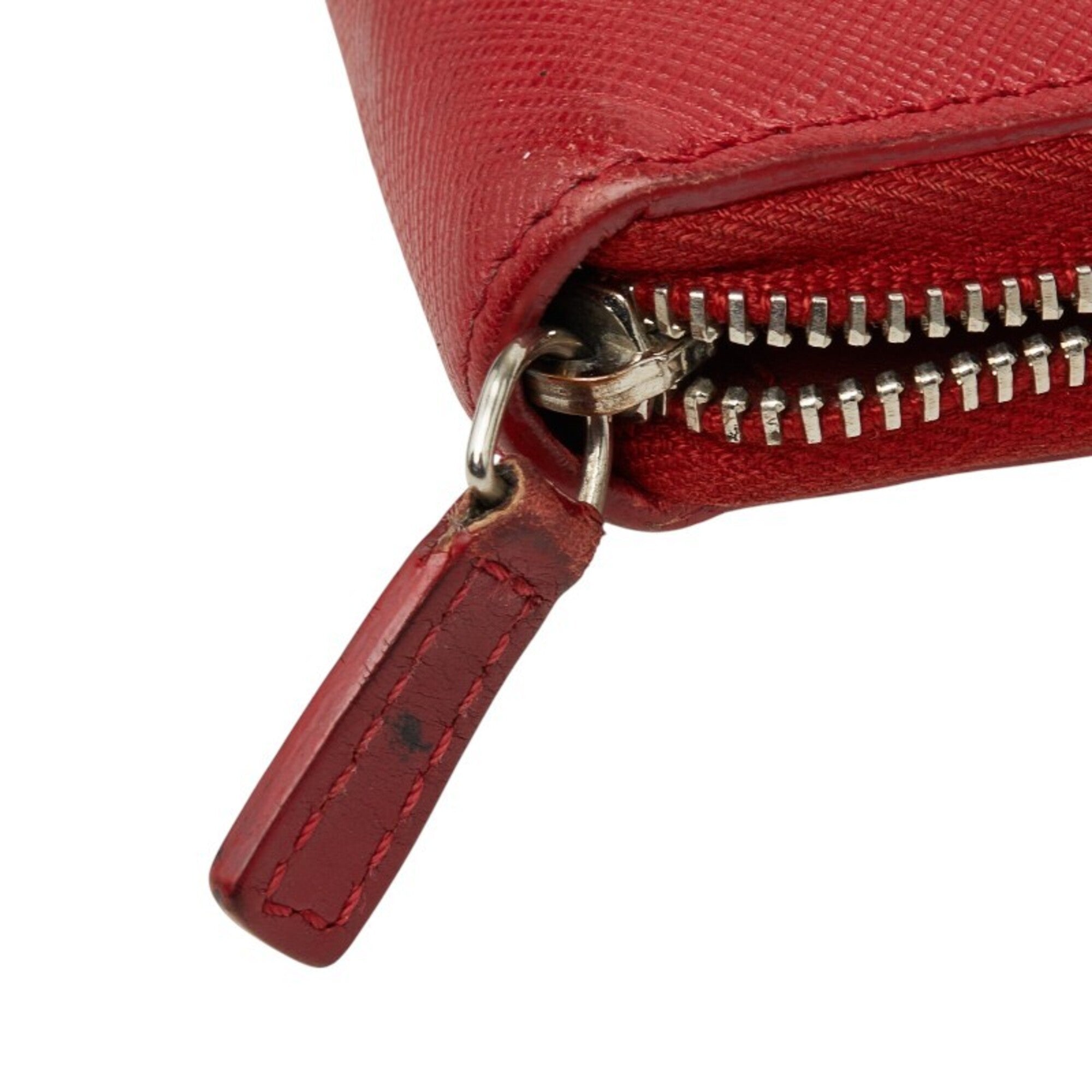 Celine Red Color Leather Long Wallet (Bi-Fold) (Pre-Owned)