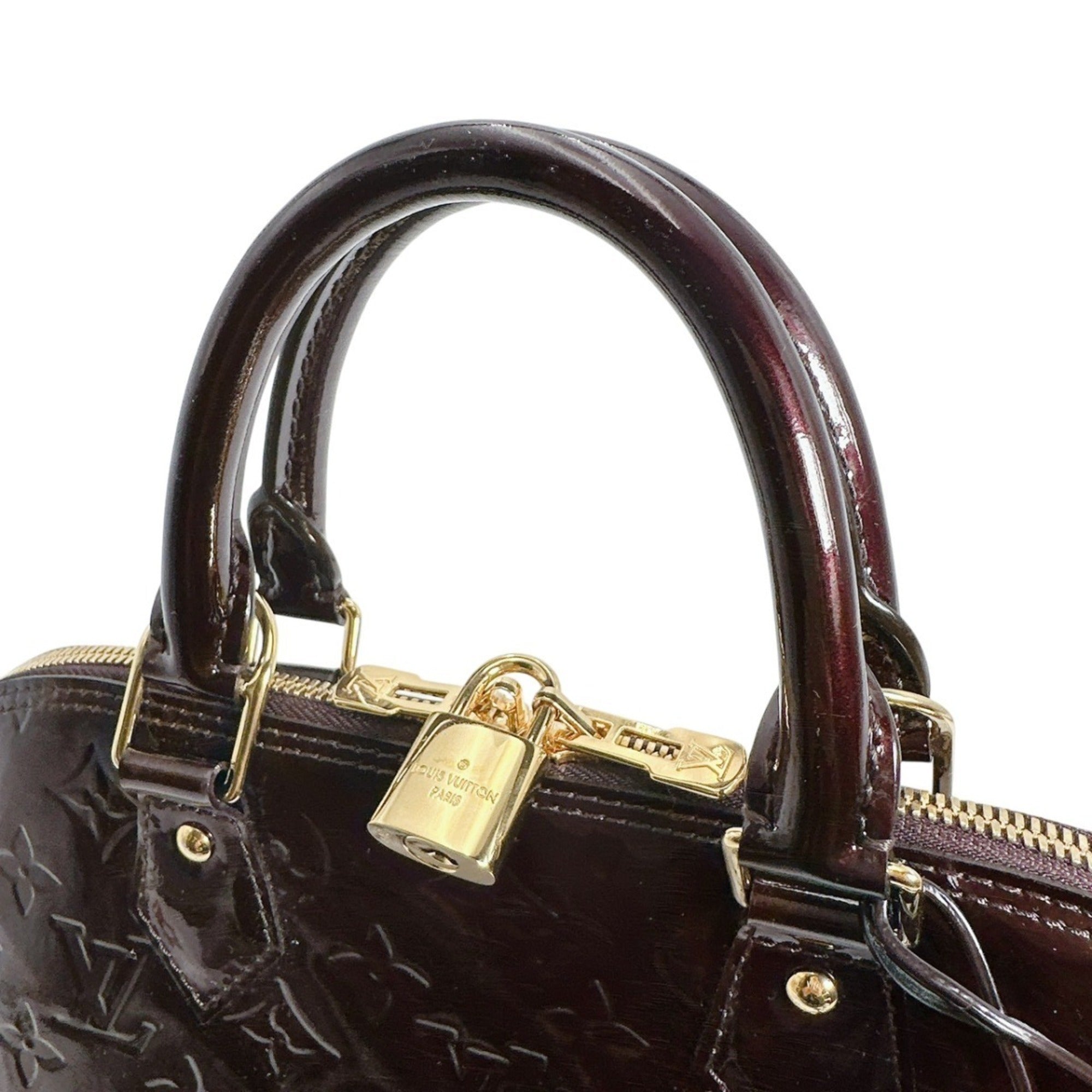 Louis Vuitton Red Color Wine Monogram Vernis Handbag (Pre-Owned)
