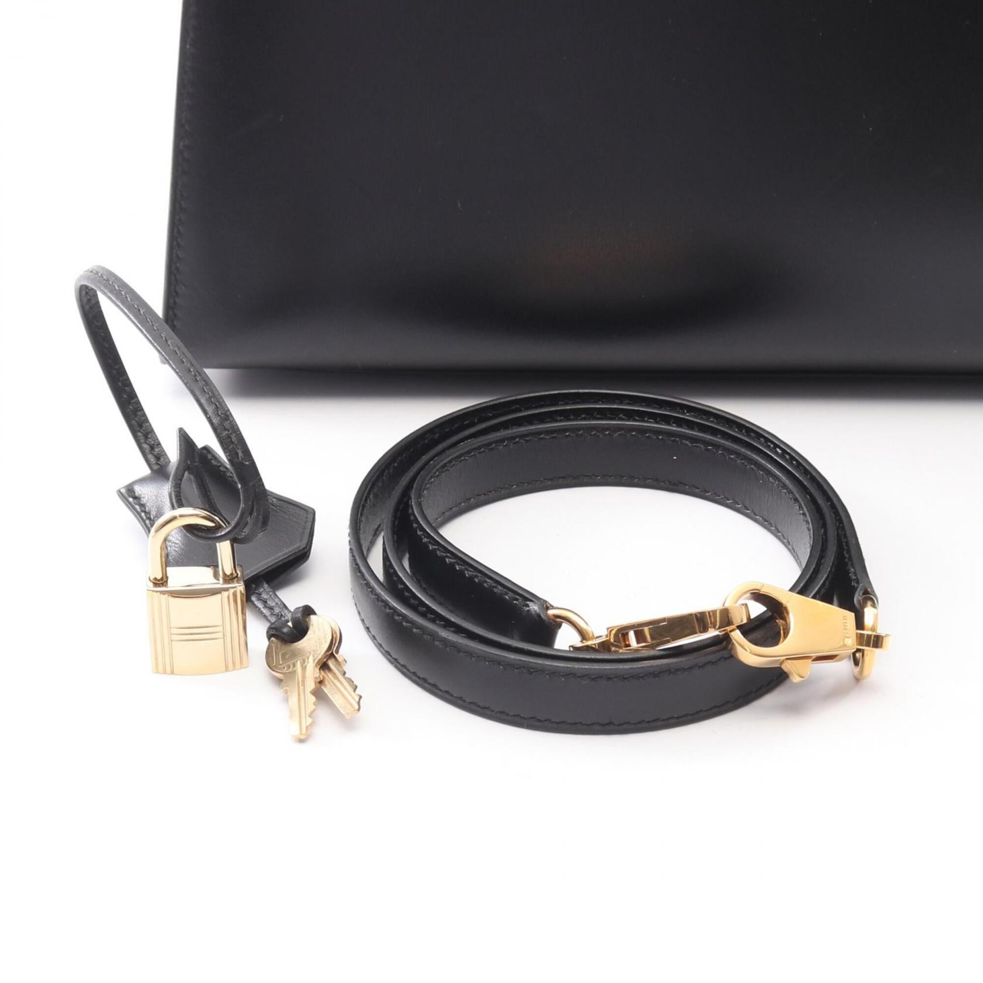Hermes Black Box Calf Leather Handbag (Pre-Owned)