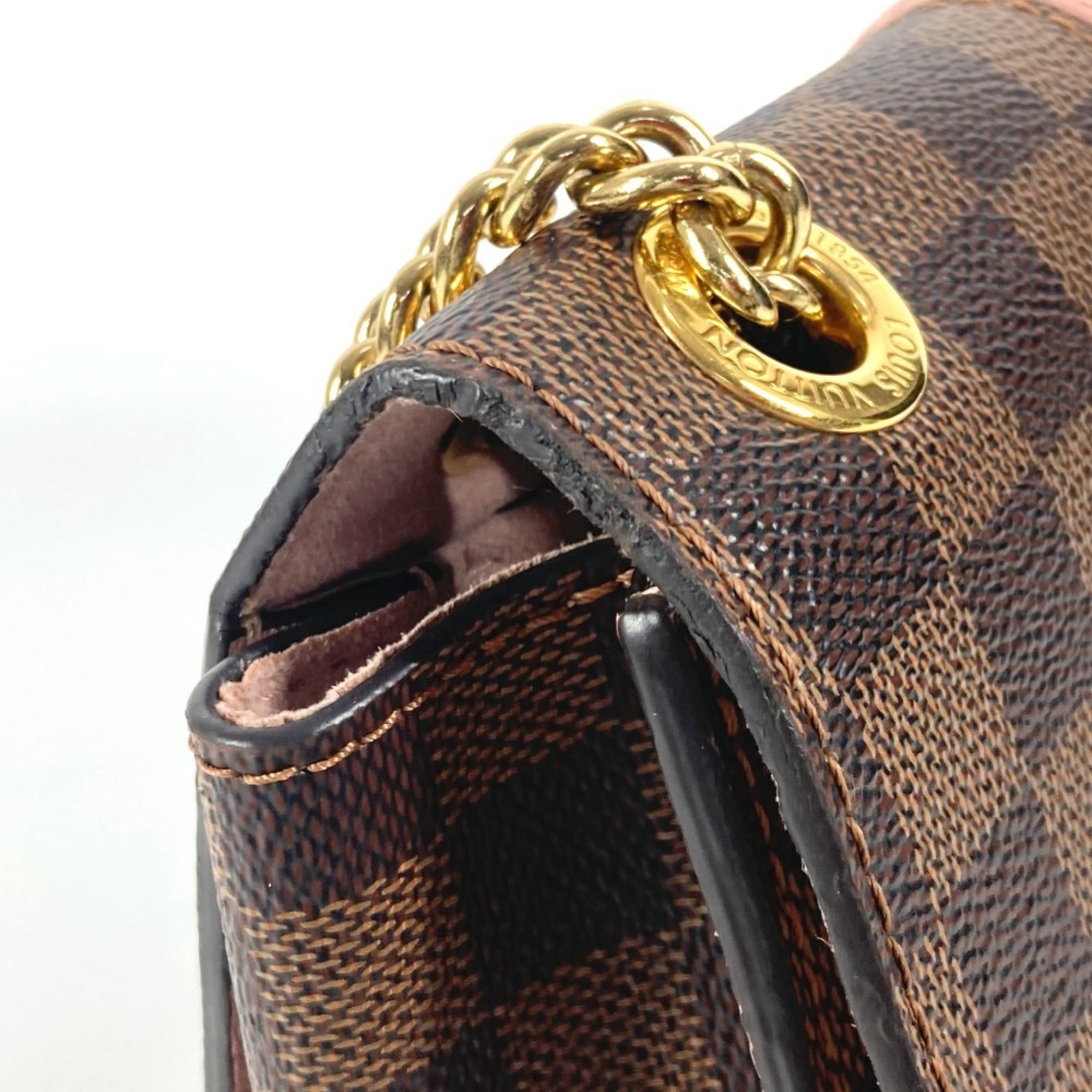 Louis Vuitton Brown Pink Damier Canvas Pochette Shoulder Bag (Pre-Owned)
