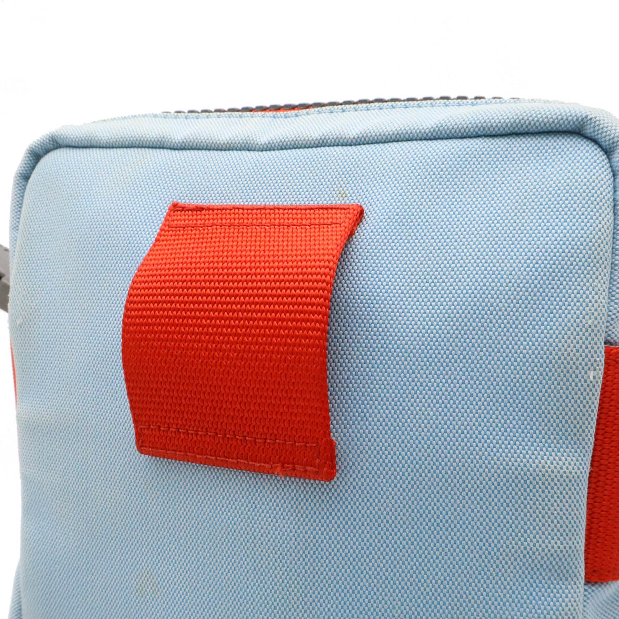 Chanel Clear Light Blue Red Color Nylon Canvas Pochette Shoulder Bag (Pre-Owned)