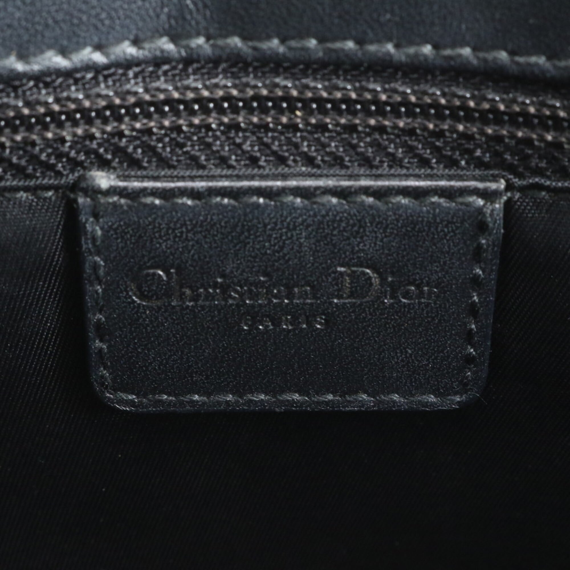 Christian Dior Black Leather Canvas Handbag Tote Bag (Pre-Owned)