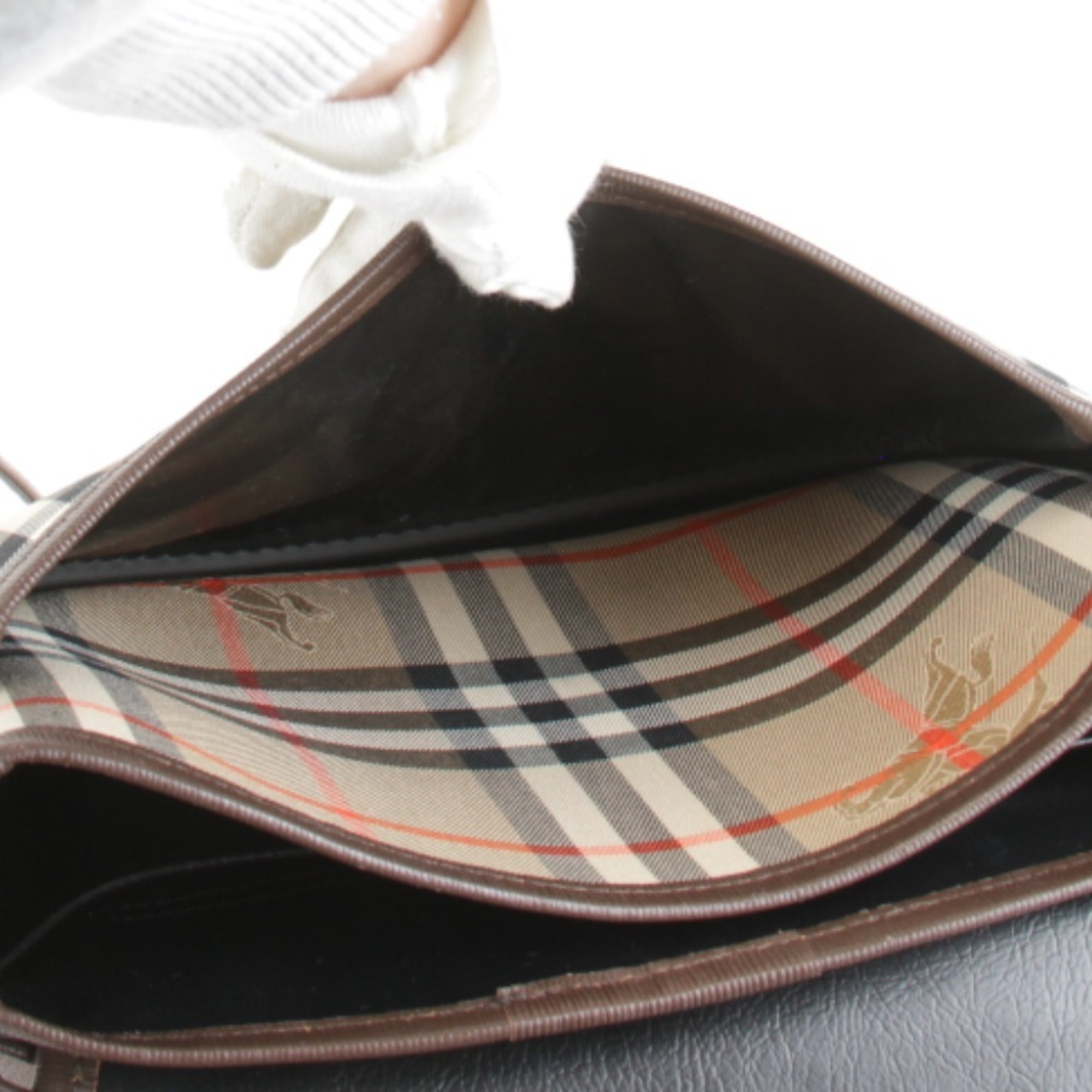 Burberry Brown Leather Canvas Shoulder Bag (Pre-Owned)