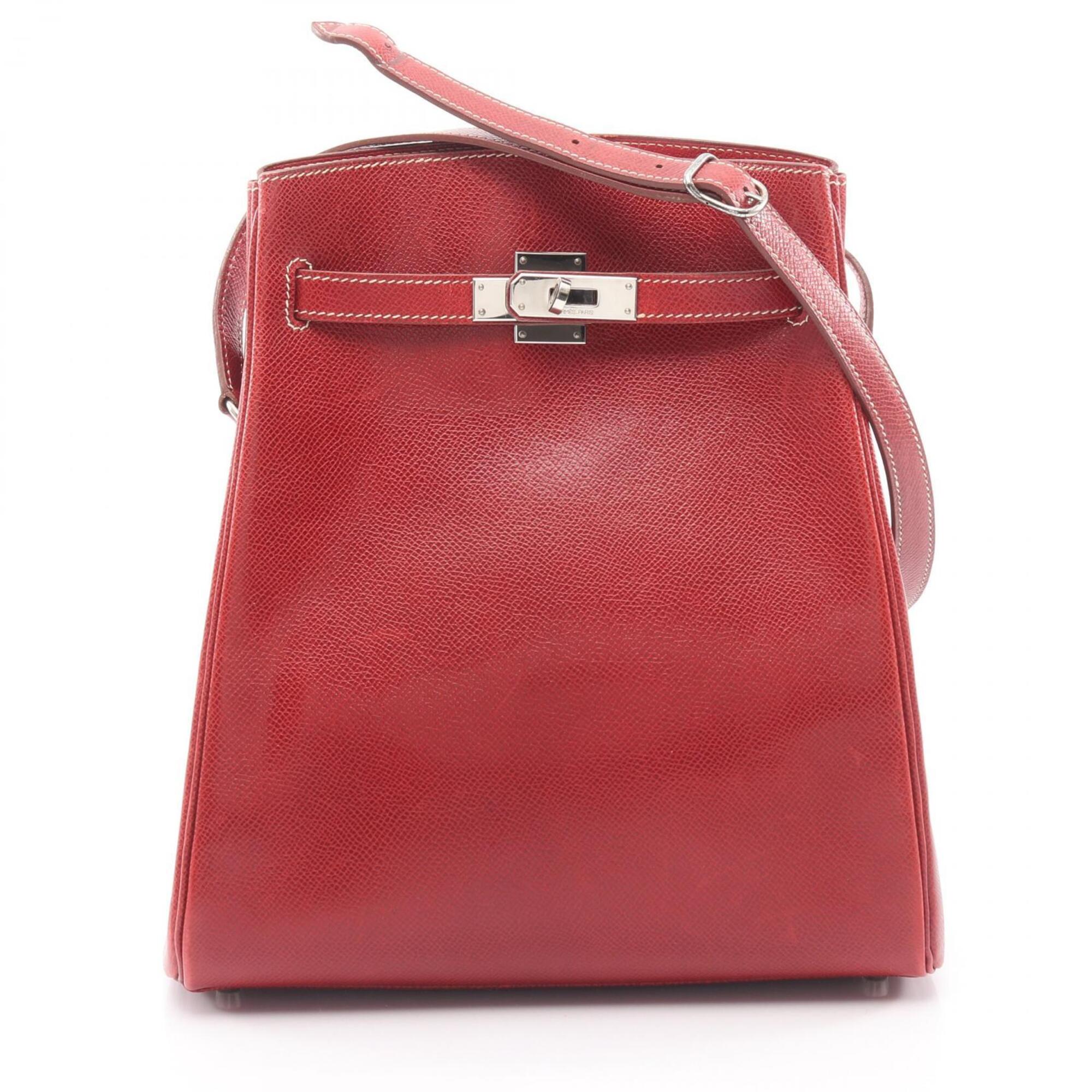 Hermes Red Color Courchevel Leather Handbag Shoulder Bag (Pre-Owned)