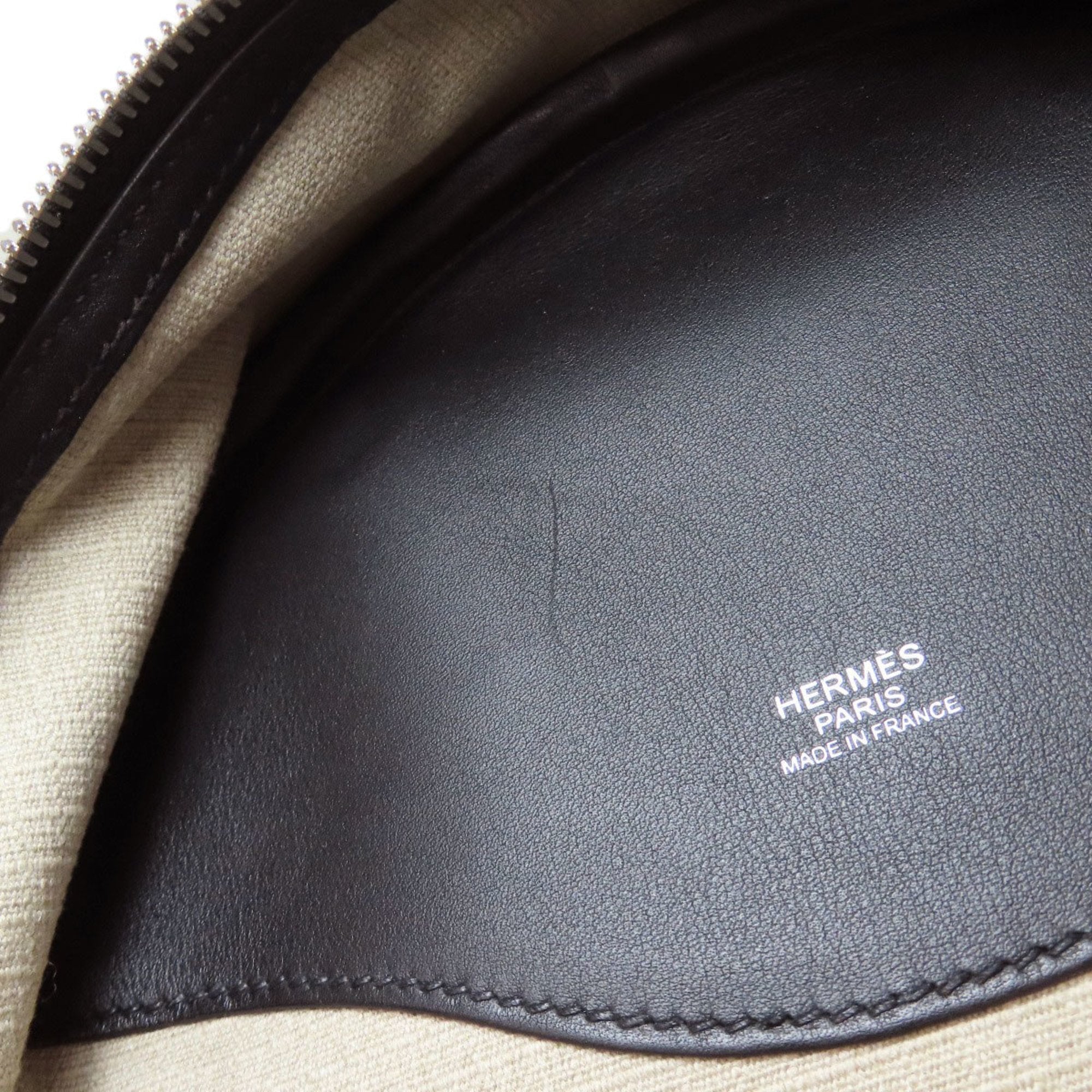 Hermes Beige Black Canvas Leather Backpack (Pre-Owned)