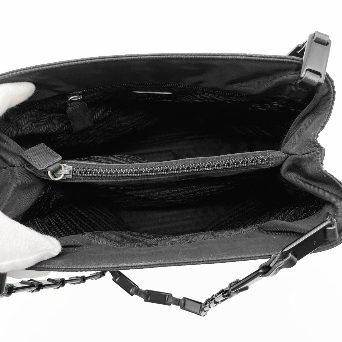 Prada Black Nylon Plastic Handbag Shoulder Bag (Pre-Owned)