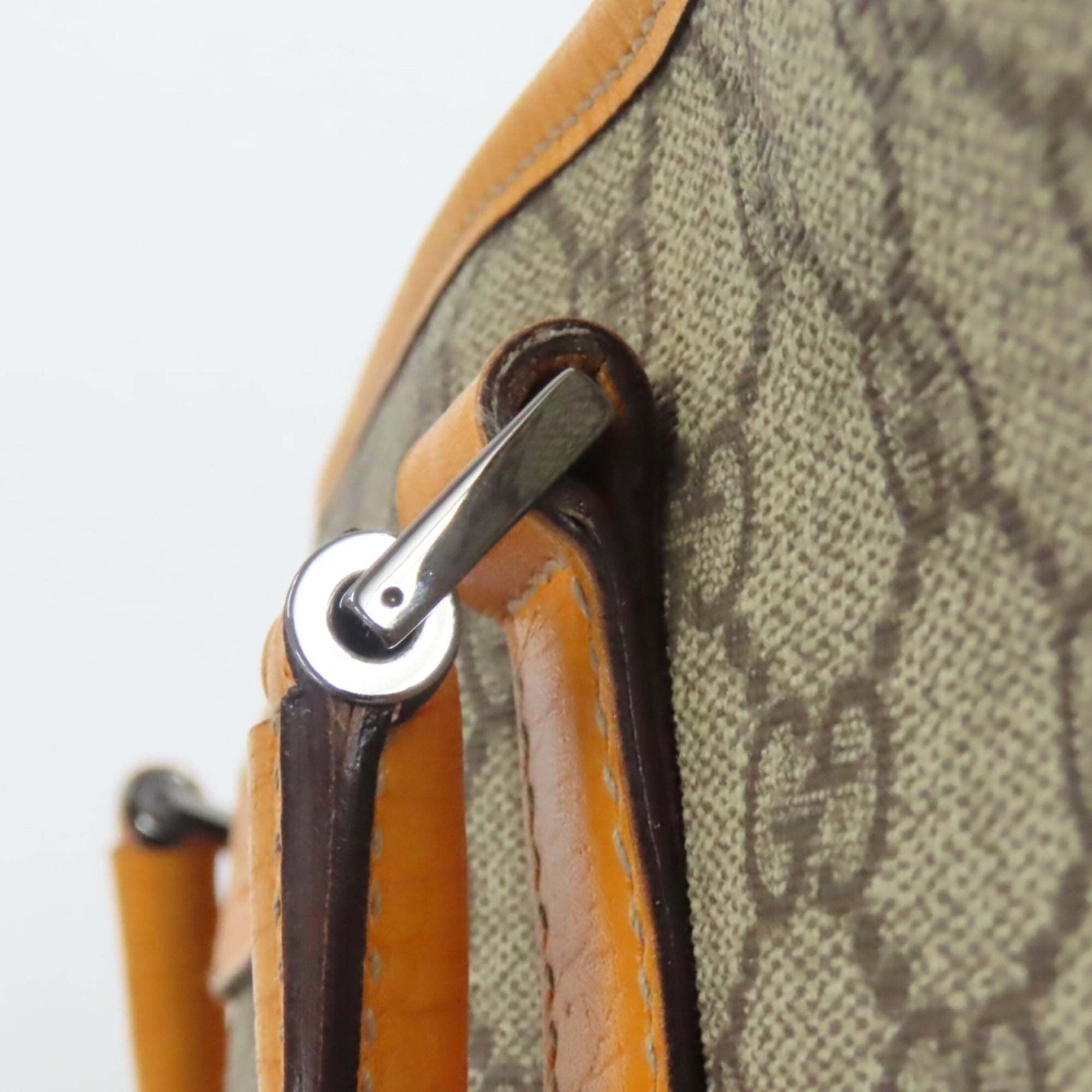 Gucci Beige Orange Gg Supreme Canvas Leather Tote Bag (Pre-Owned)