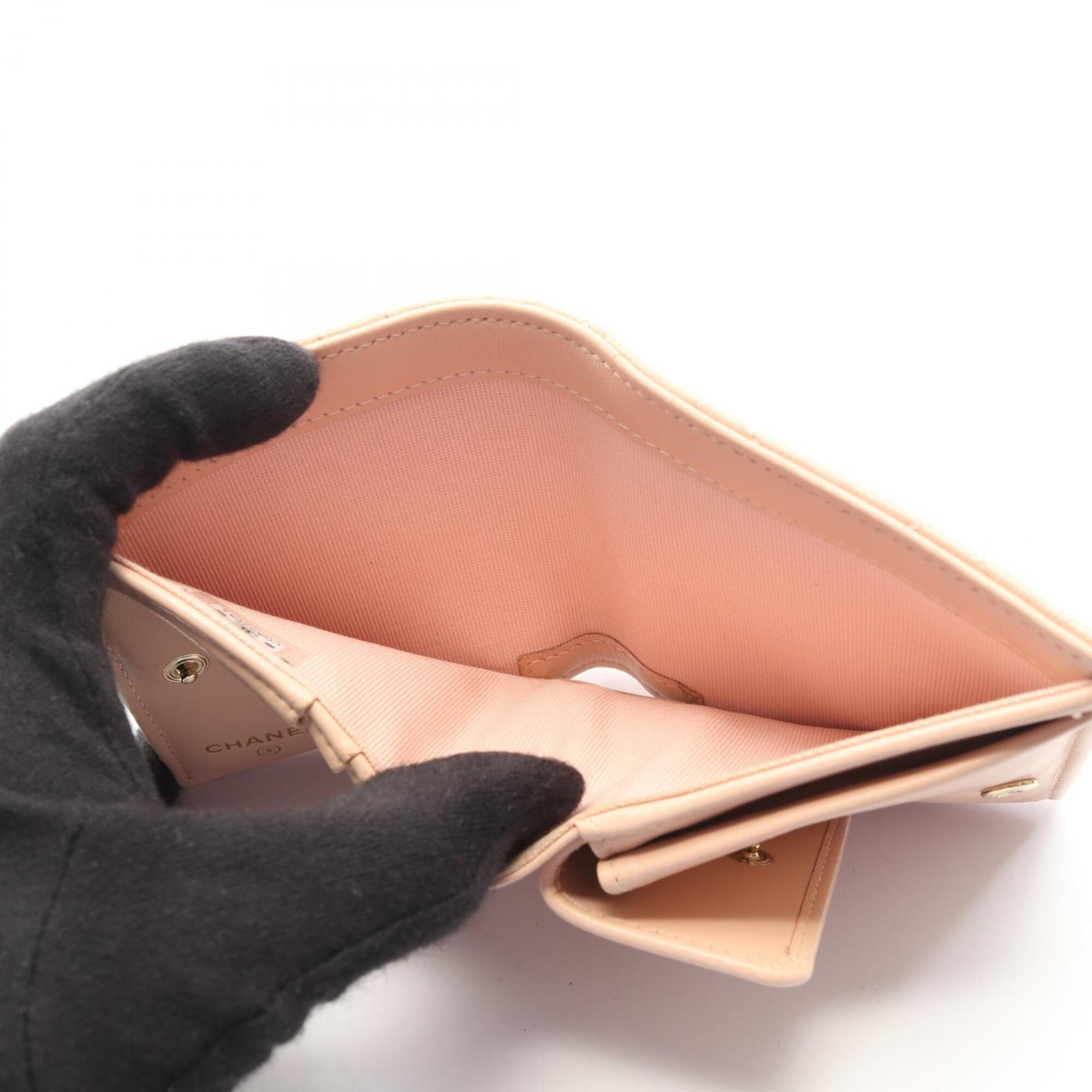 Chanel Pink Grained Calfskin Wallet (Bi-Fold) (Pre-Owned)