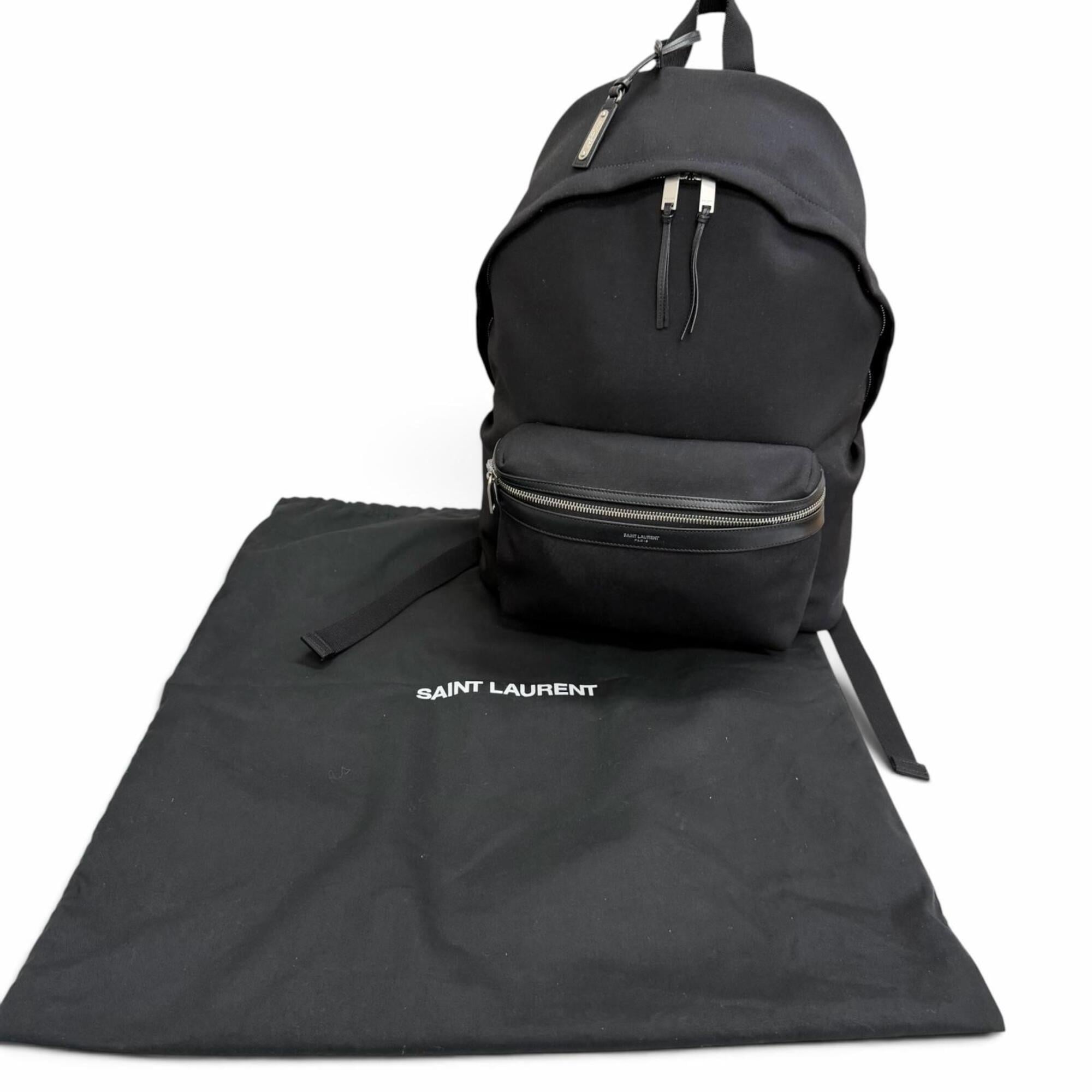 Saint Laurent Black Canvas Leather Backpack (Pre-Owned)