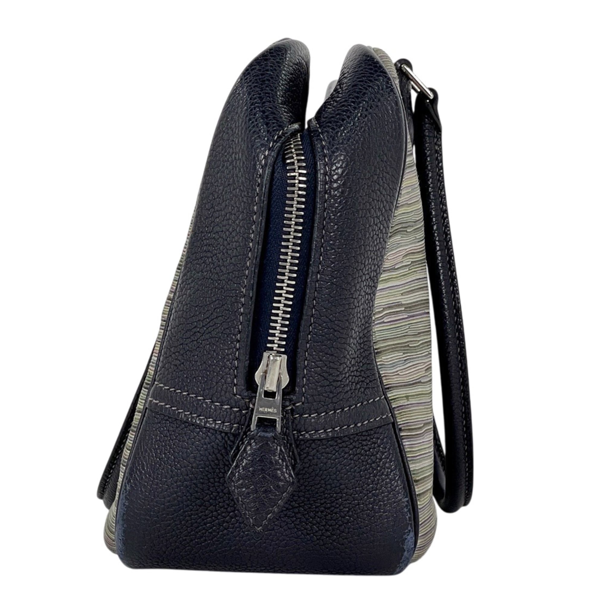 Hermes Navy Taurillon Clemence Leather Vibrato Leather Handbag (Pre-Owned)