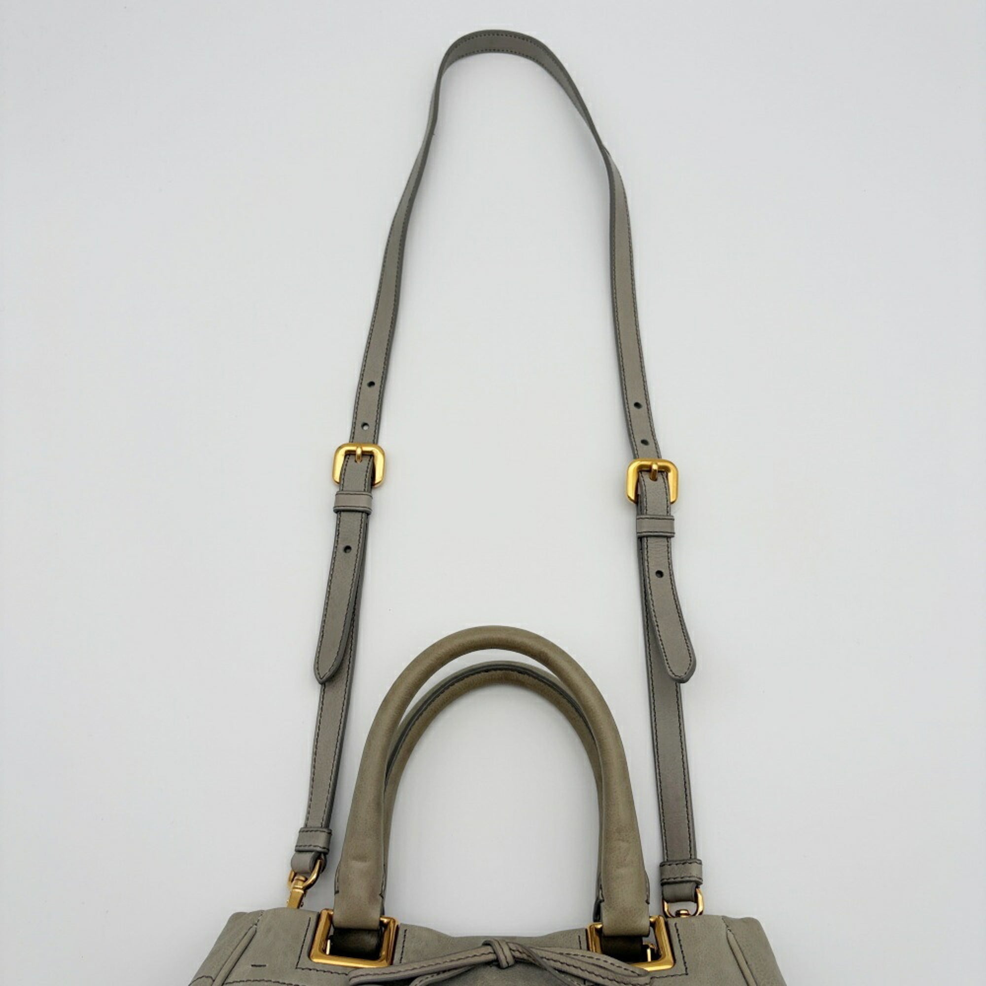 Prada Grayish Leather Handbag Shoulder Bag (Pre-Owned)