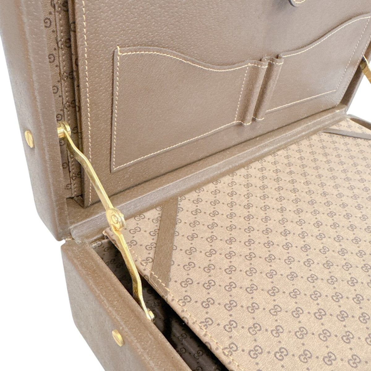 Gucci Brown Leather Attaché Case Handbag (Pre-Owned)