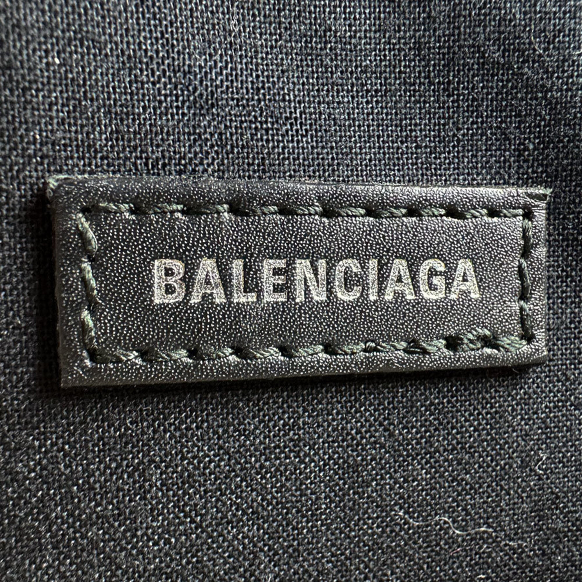 Balenciaga Black Ivory Canvas Leather Shoulder Bag (Pre-Owned)