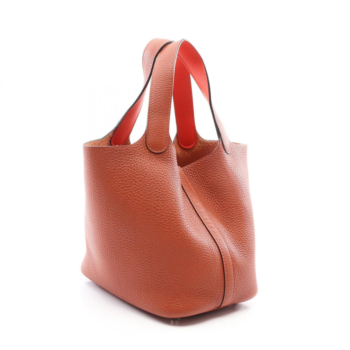 Hermes Brown Capucine Red Color Taurillon Clemence Leather Handbag (Pre-Owned)