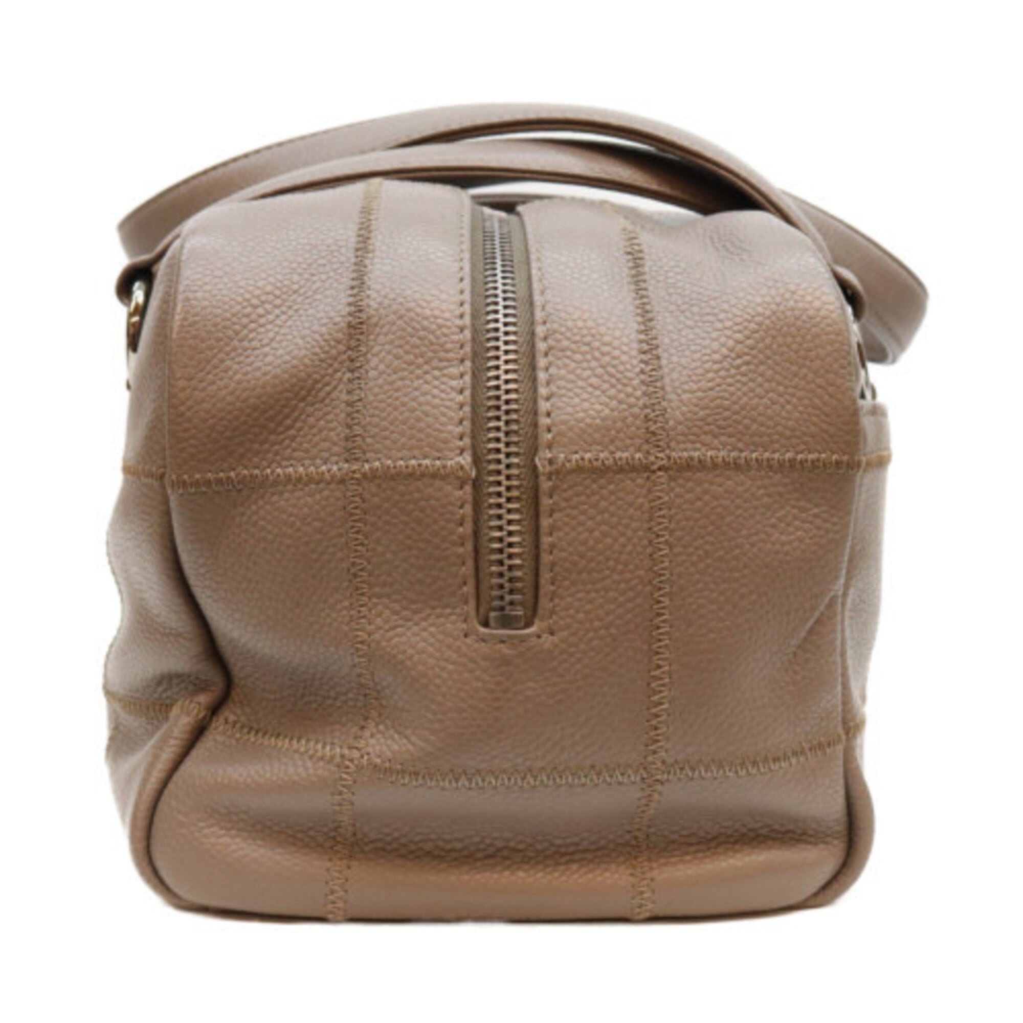 Chanel Gray Grained Calfskin Boston Bag (Pre-Owned)