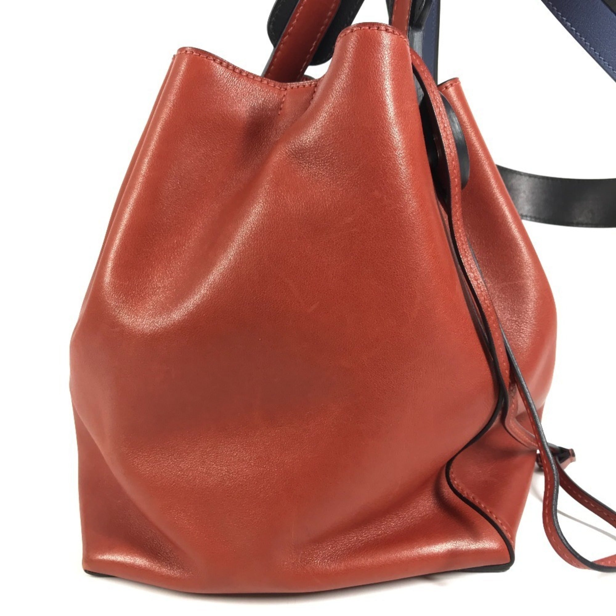 Hermes Navy Red Color Leather Shoulder Bag (Pre-Owned)