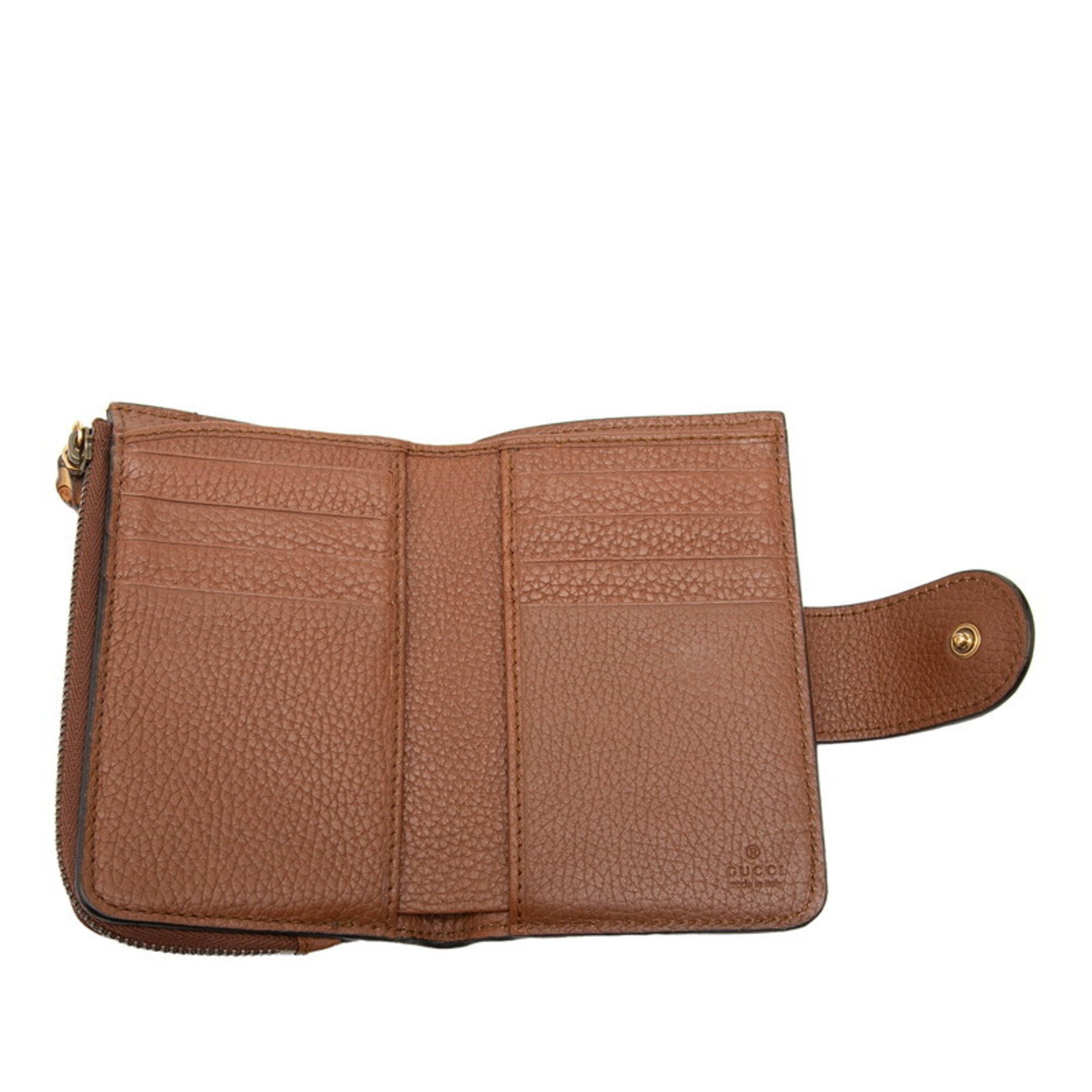 Gucci Bamboo Brown Leather Wallet (Bi-Fold) (Pre-Owned)