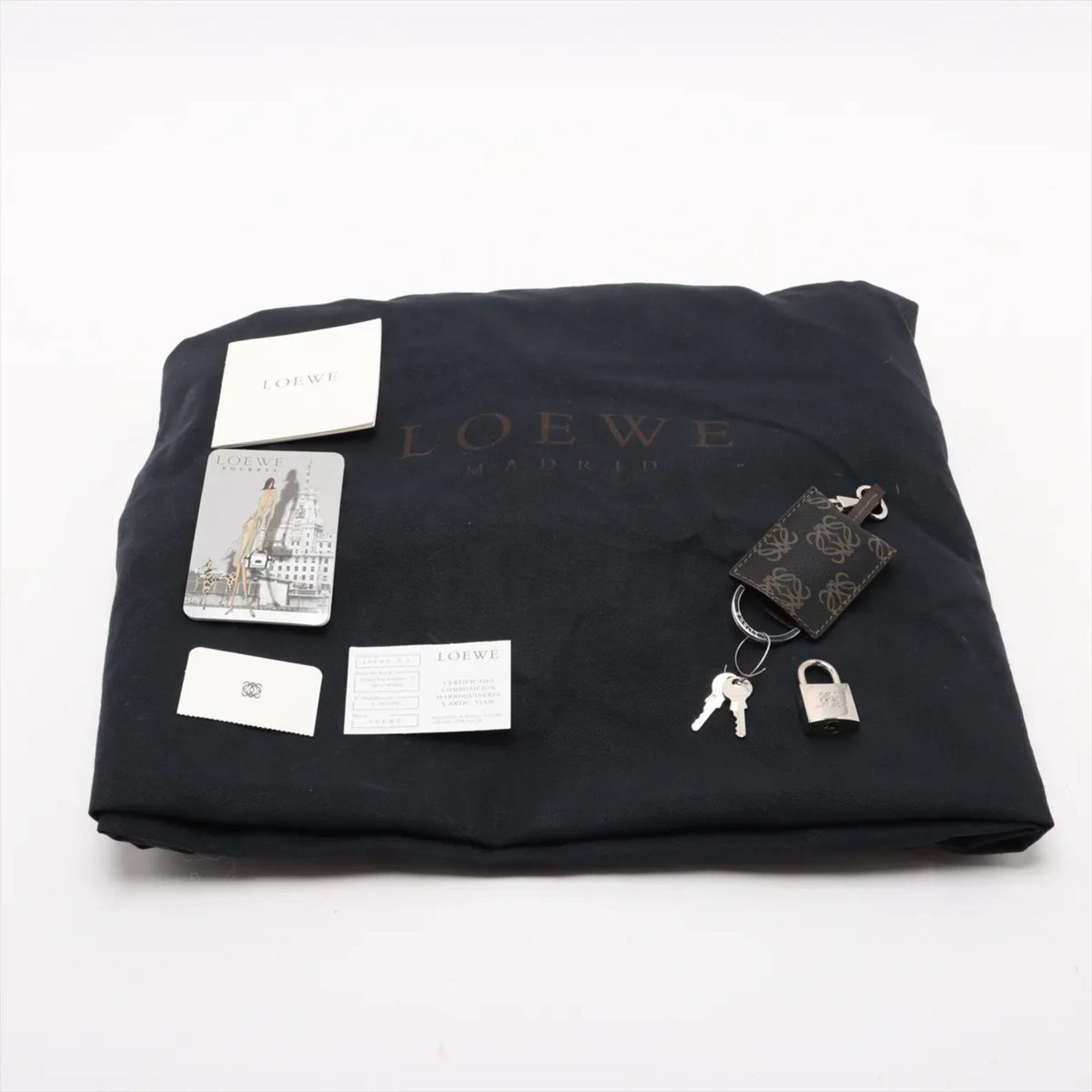 Loewe Brown Leather Coated Canvas Boston Bag Shoulder Bag Tote Bag (Pre-Owned)